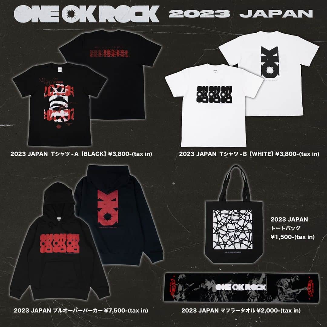 ONE OK ROCKのインスタグラム：「本日よりONE OK ROCK NEWグッズの通信販売開始！！ ▼詳細はこちら https://store.plusmember.jp/oneokrock/ ※9月上旬より順次お届け予定  #ONEOKROCK」