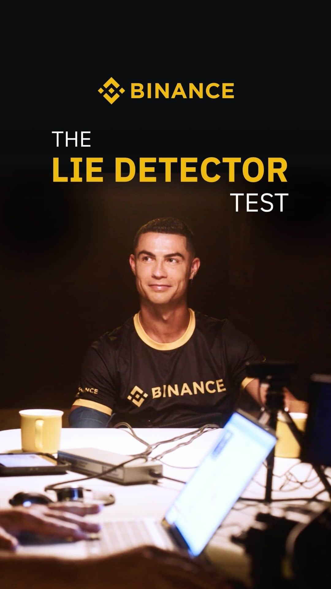 クリスティアーノ・ロナウドのインスタグラム：「Cristiano Ronaldo vs the lie detector is now live!  Find the link in our stories or head to the Binance Youtube channel.   Make sure you watch until the end.」