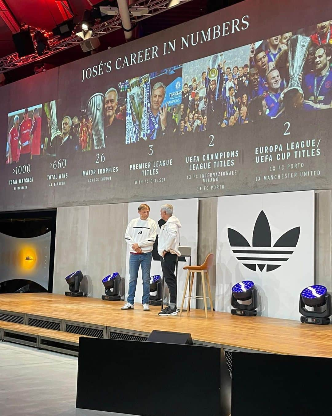 ジョゼ・モウリーニョのインスタグラム：「@adidas day with @olgacarmona7 @nojo18 and many more from adidas family.thanks a lot for a great time @bjoern_gulden ,Guenter,Alberto and everyone at the campus.Time to get back to Roma and work with…7 players!」