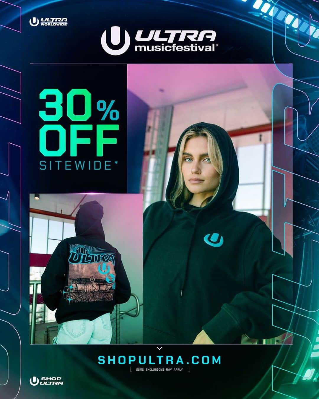 Ultra Music Festivalのインスタグラム：「Don’t miss out on our Labor Day Weekend Sale - 30% OFF SITEWIDE + a free sticker pack with orders over $50 at shopultra.com. Sale ends tonight at 11:59PM ET.」