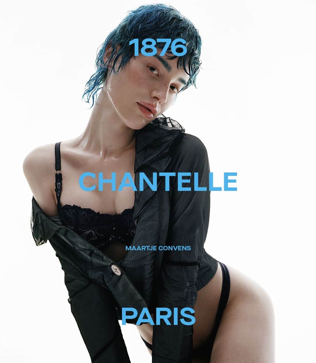 のインスタグラム：「Dive into the captivating allure of our "Champs Elyssées" set. Available now on Chantelle.com ______________  Shot by @renaudcambuzat  Model @maartjeconvens  Styled by @natachavoranger  Hair and beauty @christosvourlis  Set design @naralee_creative   #Chantelle #ChantelleSS23」