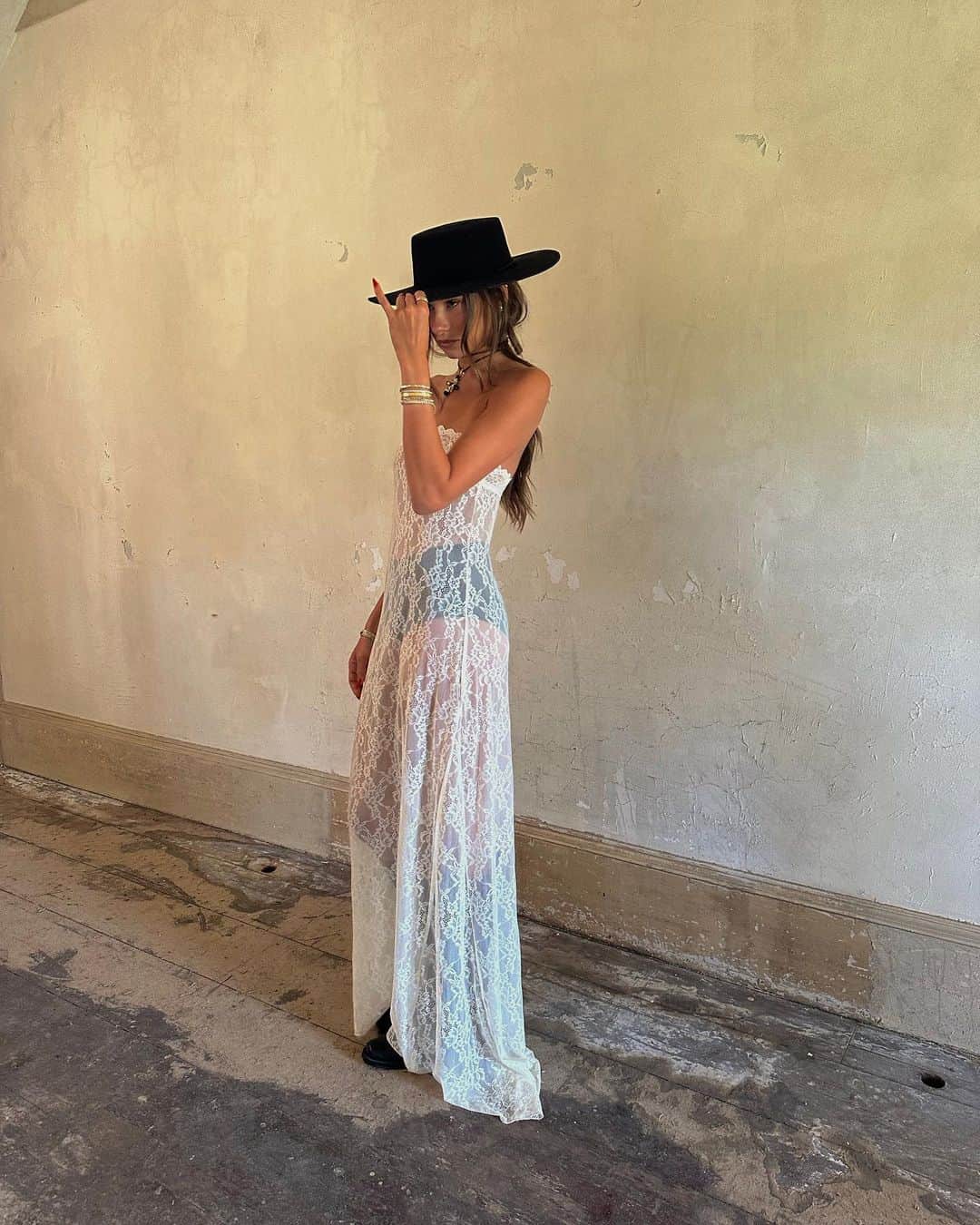 We Wore Whatのインスタグラム：「maxi moments coming soon | @shopweworewhat | our removable lining strapless lace dress and cowl neck slinky jersey maxi are chef’s kiss」