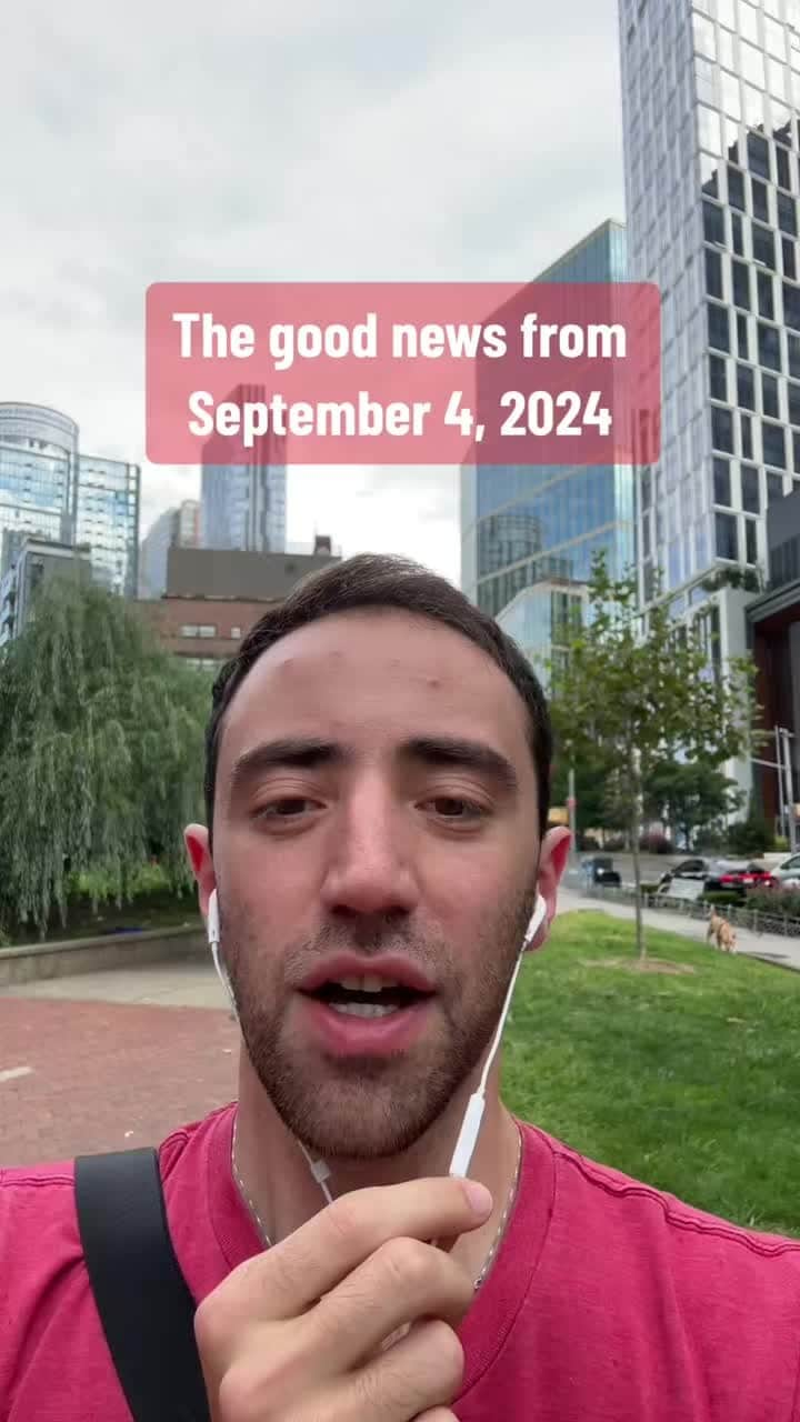 Jacob Simonのインスタグラム：「Tell someone you love them today! Here’s the good news from september 4, 2023. #ftfaot #goodnews #september4 #laborday (music by Di Stefano, sources: climativity)」