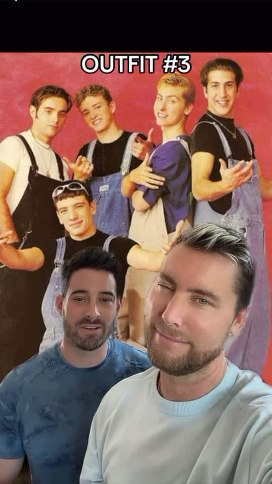 ランス・バスのインスタグラム：「Michael rating our @nsync outfits part II. I don’t mind one. The others should be burned. (Part I is on Tik Tok)」