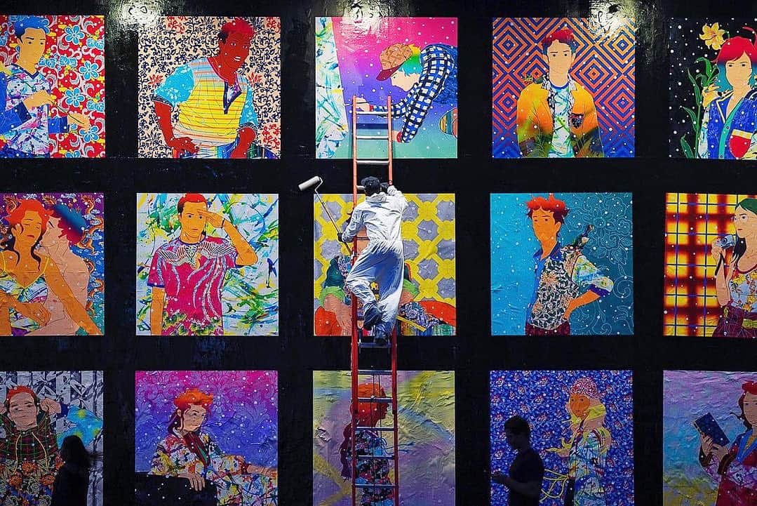 松山智一のインスタグラム：「#repost @pommepommenyc #houstonbowerywall  何度でも描く。NYで育ったからこそ、やりきってやる。」