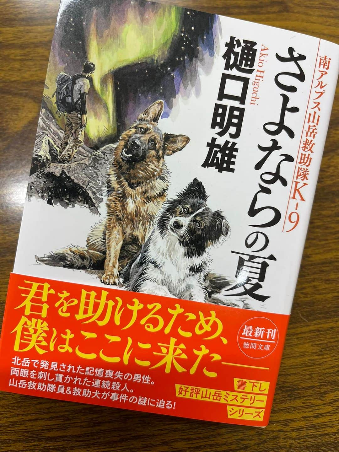 堀内正美さんのインスタグラム写真 - (堀内正美Instagram)「樋口明雄さんから新著が届く👍  表紙のワンちゃん二匹が首を傾げ〜赤い帯には「君を助けるため、僕はここに来た」これだけで〜本を開く前からワクワクドキドキ‼️  #樋口昭雄 #さよならの夏 #徳間文庫  #堀内正美」9月5日 11時47分 - horiuchimasami