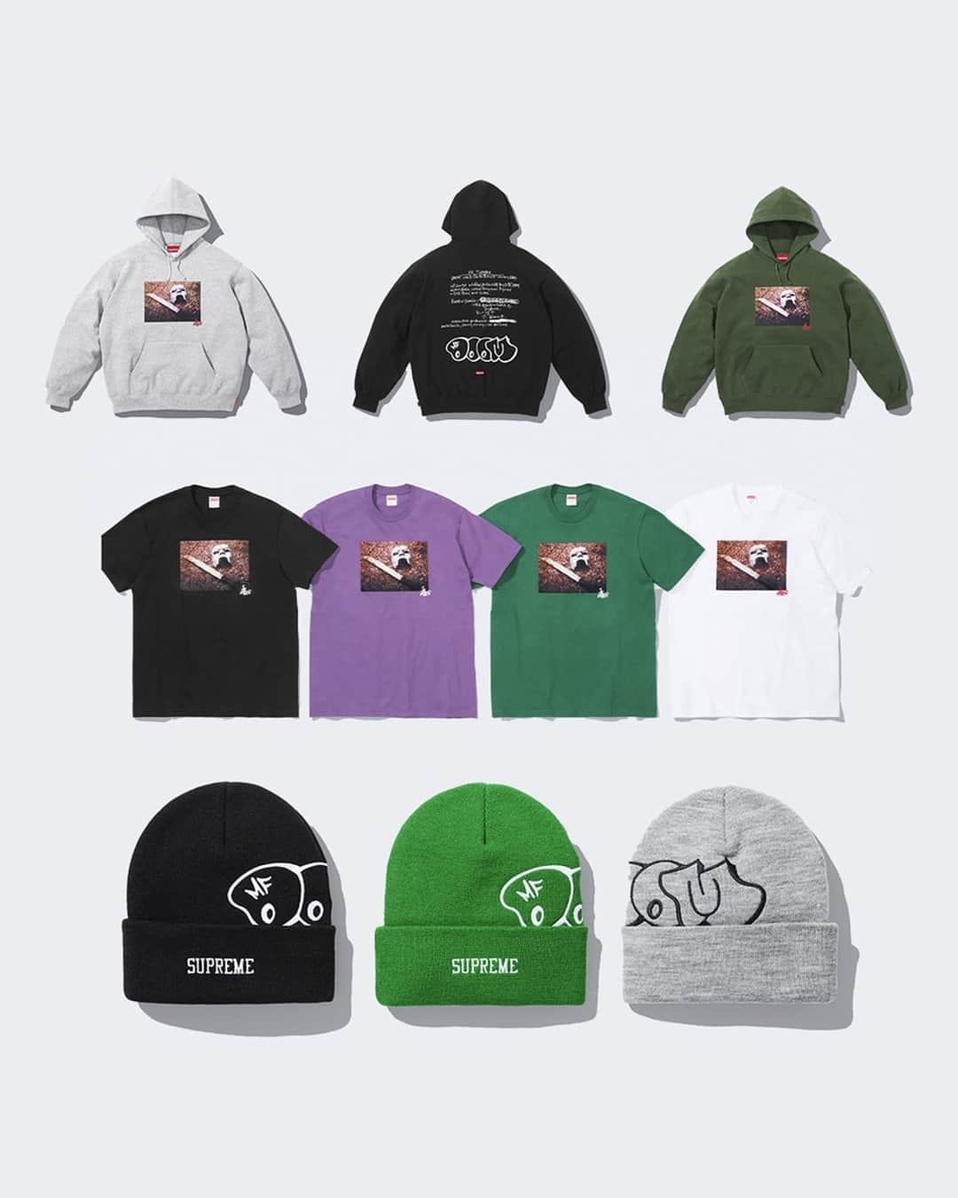 HYPEBEASTさんのインスタグラム写真 - (HYPEBEASTInstagram)「@hypebeaststyle: The MF DOOM x @supremenewyork collaboration has arrived.⁠ ⁠ Arriving as part of Supreme's Fall 2023 collection, the range includes hoodies, T-Shirts, and beanies that come in a mix of colorways. Serving as a key highlight is the hooded sweatshirt that features an image of the artist's iconic mask across the front. On the reverse side, you'll find a message styled akin to the credits seen on 'Operation: Doomsday,' along with the rapper's moniker presented on the font reminiscent of his fifth album, 'Mm..Food.' ⁠ ⁠ The same treatment also lands on the the accompanying pieces, finished off with Supreme's signature box logo.⁠ ⁠ Look for the capsule to drop on September 7 followed by a September 9 release in Japan and Seoul.⁠ Photo: Supreme」9月5日 22時00分 - hypebeast