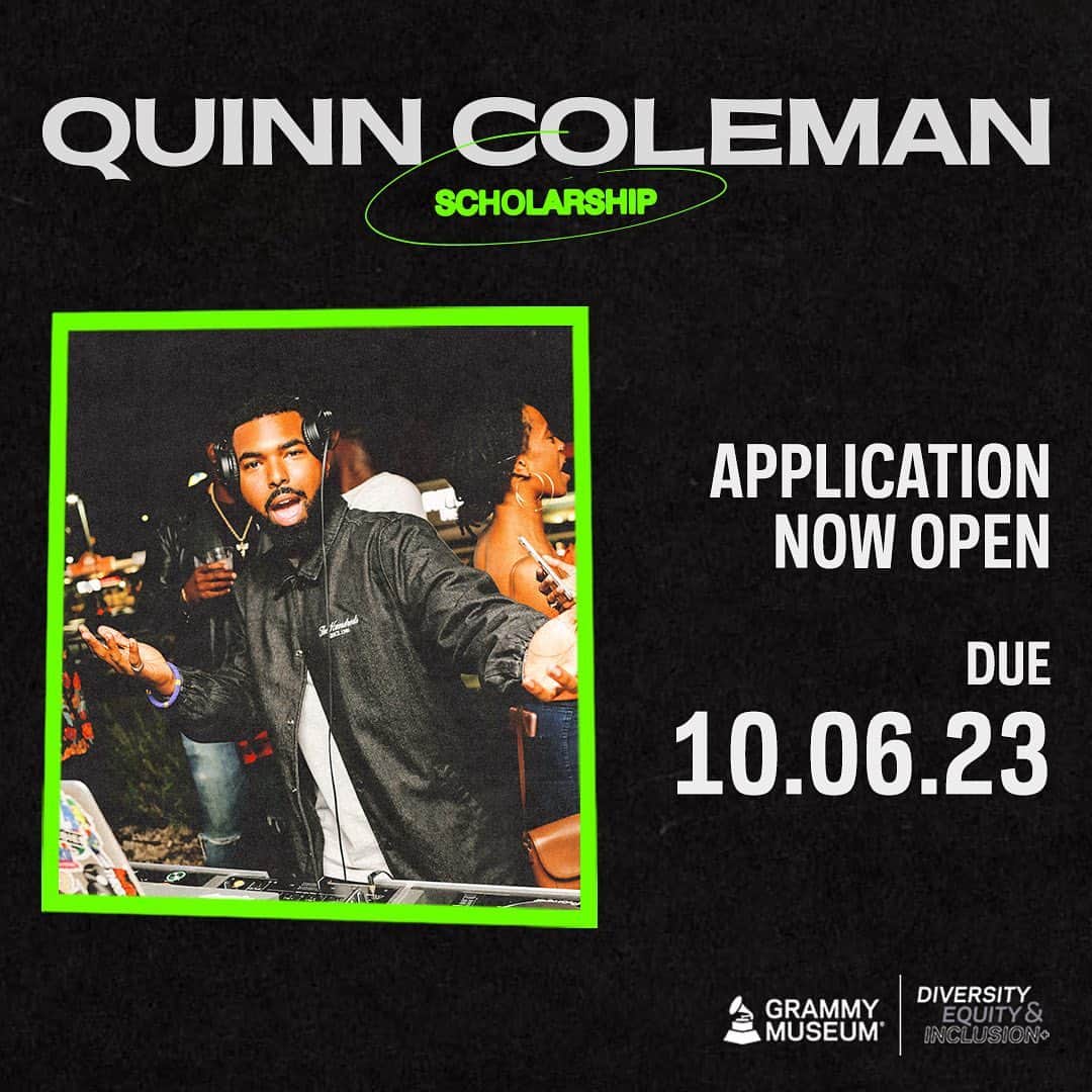 The GRAMMYsさんのインスタグラム写真 - (The GRAMMYsInstagram)「We're proud to present the second annual #QuinnColemanScholarship for college students!  Created to advance the careers of emerging Black music creators and professionals, five scholarship recipients will receive: ✨ A $1,000 tuition scholarship ✨ Two $250 book/equipment stipends ✨ A $500 interview prep stipend ✨ Financial and emotional wellness seminars ✨ A paid 2024 Spring internships at the #RecordingAcademy or Latin Recording Academy (@LatinGRAMMYs)  🗓 Applications are due Friday, Oct. 6. Link in bio to apply!」9月5日 22時02分 - recordingacademy