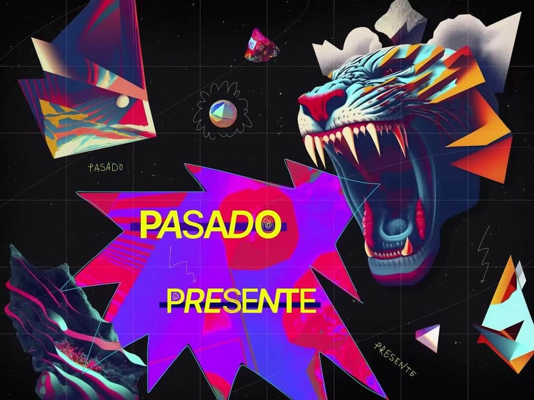 Dribbbleのインスタグラム：「Pasado / Presente - animated poster by @ana.insomnia  "Experimenting with mixed technique. AI generated + custom design and animation by me"」