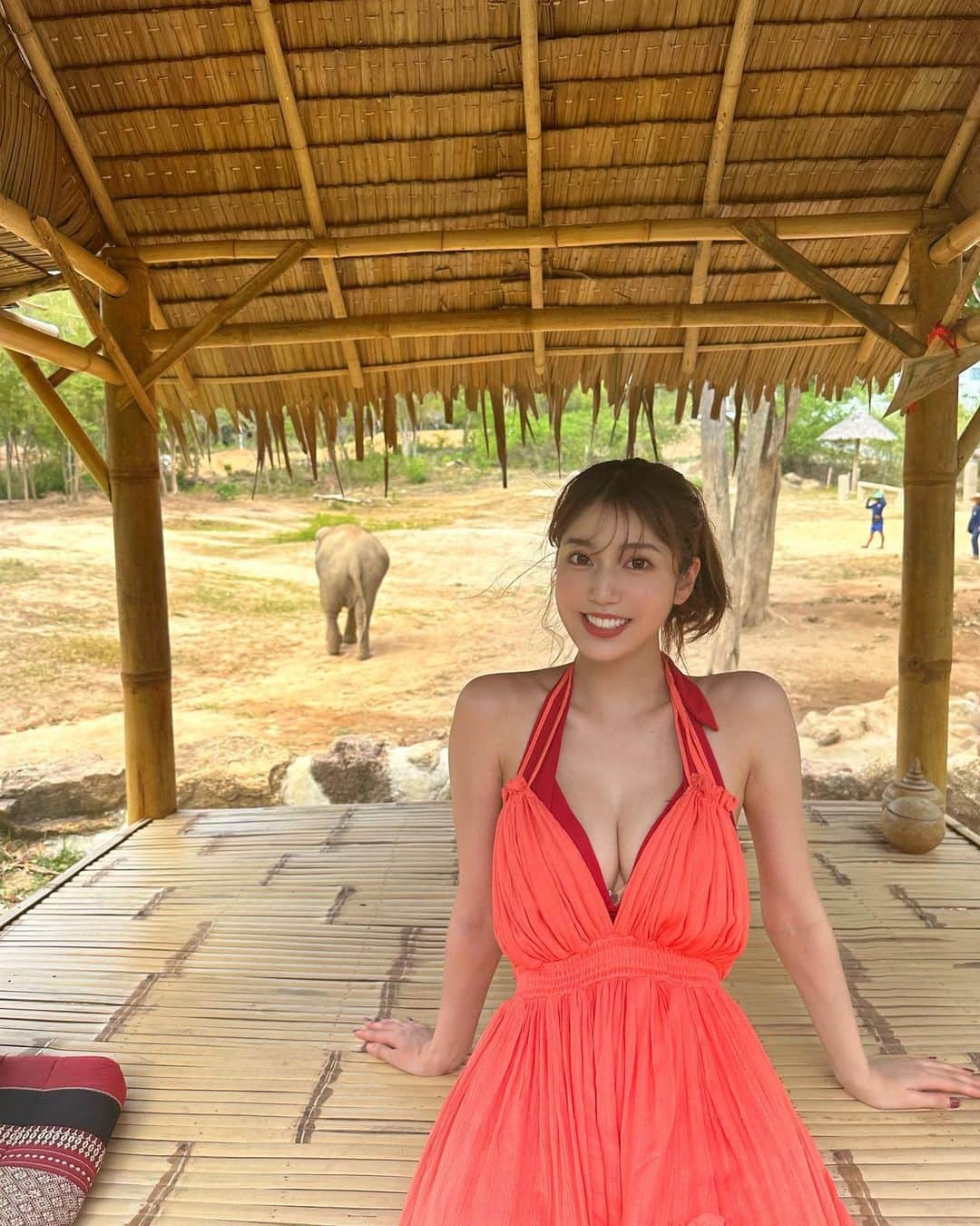 あべなつきさんのインスタグラム写真 - (あべなつきInstagram)「タイ旅行🐘🇹🇭🍉☀️🍹🌴  タイで買ったワンピースが 異国感があって、とびっきり可愛い👗🥰 現地でお洋服を調達するのって良いよね！タイのマーケットで買った🤫  ゾウと触れ合ったあとに、 アナンタラ・ラワナ・サムイ島リゾートというホテルでまったり〜🍹  蓮の葉が映えでした…☺️笑  #タイ #タイ旅行 #サムイ島」9月5日 18時00分 - i.am_natsuki_