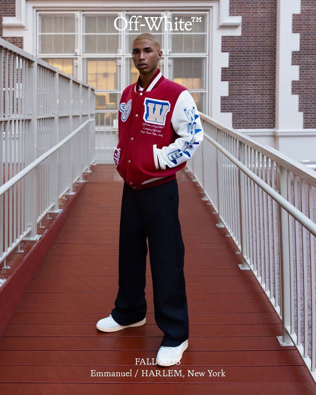 OFF-WHITE C/O VIRGIL ABLOHのインスタグラム：「FALL 2023 Emmanuel / HARLEM, New York   Off-White™ “LUNAR SHIPPING” collection now available online at off---white.com and at Off-White™ boutiques worldwide   — photography c/o @sicknethi directed by @ibkamara」