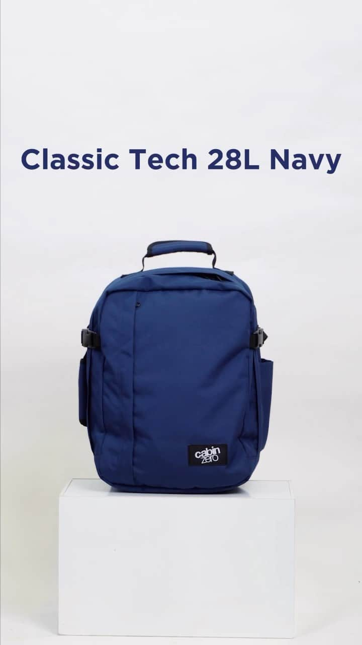 CABINZEROのインスタグラム：「How could one travel with simplicity to see the world in a new light? CabinZero Classic Tech 28L - Navy is our answer. This sturdy pack comes with a water bottle pocket and an extra laptop compartment.  Buy one to travel more with less now.  🛍 Link in bio  #CabinZero #Travel #backpack #packing #Zerohassletravel」