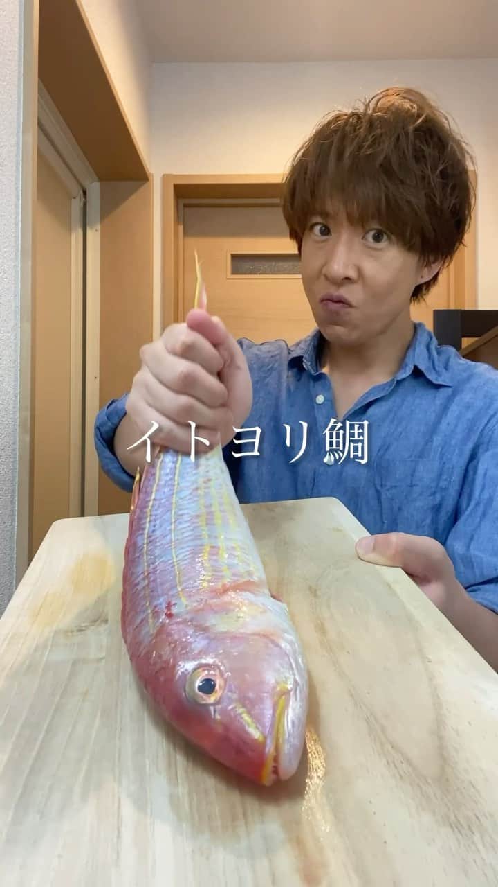 元木敦士のインスタグラム：「虹色に輝く⁉️イトヨリ鯛の塩焼き⭐︎😋  スーパーにイトヨリ鯛が売ってました！ 食べた事ないのでクッキング😁  下処理した鯛、水分ふきとって フライパンに塩引いて 一番弱火でじっくり焼いて完成😁😁 蓋もしてね😋  鯛の甘みと塩加減がビールすすみます🍺🍺😊  今日もお疲れちゃーん⭐︎😊  #イトヨリ鯛 #塩焼き #ビール #PUFFY #Japan #Japanese #japanesefood」