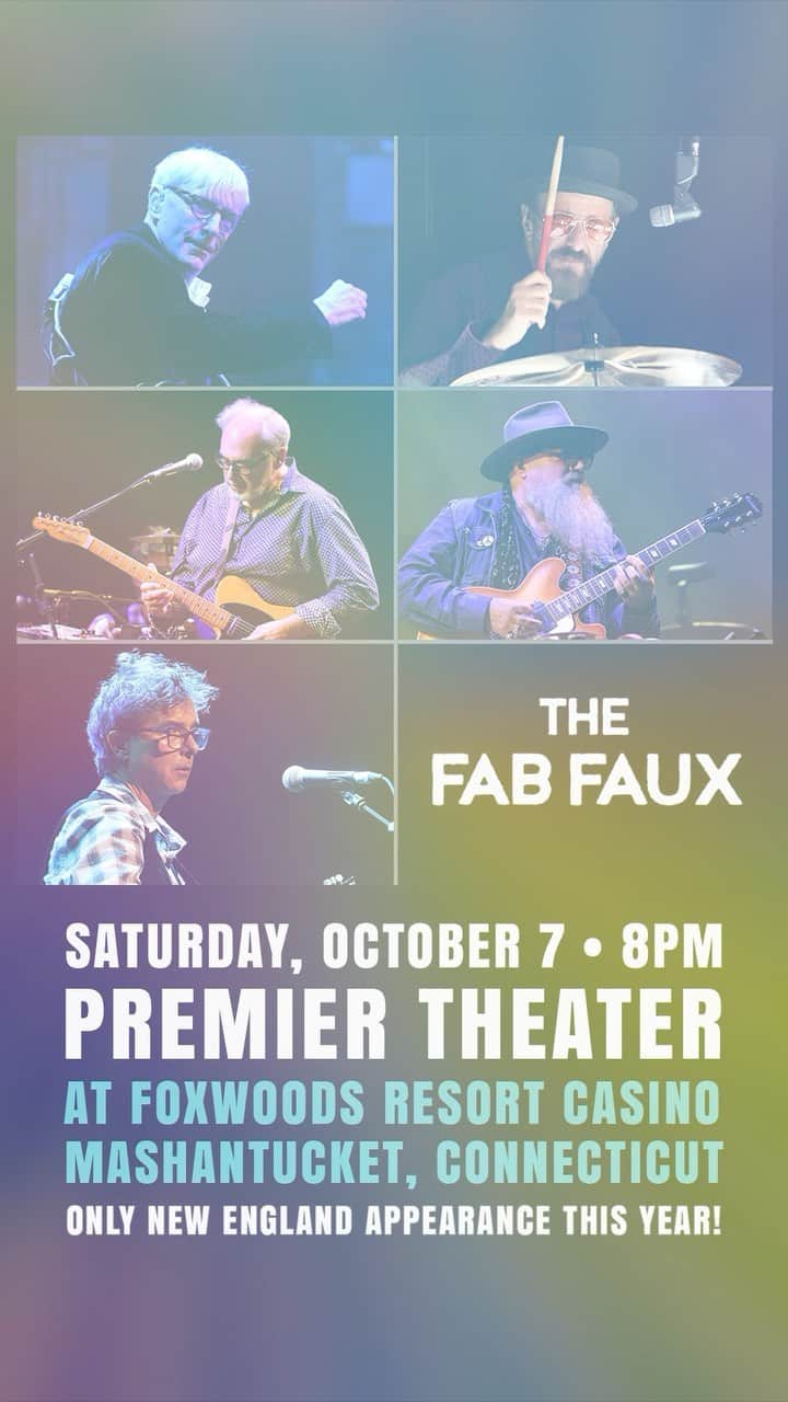 ウィル・リーのインスタグラム：「Connecticut! THE FAB FAUX will see you on Saturday with the HOGSHEAD HORNS & the CRÈME TANGERINE STRINGS!🕺🏼 Come see us perform A Glorious Hodgepodge of Beatles Music at The Premiere Theater at Foxwoods Hotel and Casino 🎶🎶🎶 Sat, Oct 7, 2023 - 8:00pm   Get 🎟 now at the 🔗in my bio! ⬆️🙌🏻  (PLUS - Tune in to hear The Fab Faux perform a short set live on October 8th for the Q104.3 Ken Dashow Breakfast With the Beatles broadcast at 8AM Eastern. Download the iHeartMedia app or go to q1043.iheart.com/ to hear the show. Listen to Q104.3FM for more details.📡)  #TheFabFaux #Connecticut #ThisBoysLife」