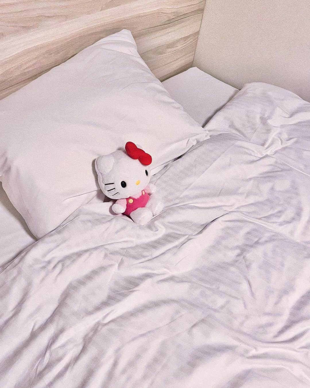 AKARIのインスタグラム：「この前の遠征に持っていったキティちゃん。 寝つきが悪い私でもすぐ寝れた！😴 ありがとうキティちゃん🥰」