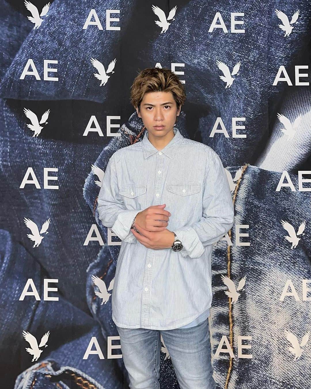 ハリューのインスタグラム：「🦅🖤✨ American eagleのイベントに お邪魔してきました！  可愛い服多くて、幸せな空間でした！  イベント行ったら、 かれんと会ったから2人でも📸  #egg#エッグ#eggモデル #eggメンズモデル#俳優 #gal#ギャル#ぎゃう#ギャル男 #ハリュー#ハリュースタイル #おっはりゅー#はりゅー#はりゅスタ #メンズ#メンズモデル #ファッション#メンズファッション #コーデ#メンズコーデ #メンズヘア#ヘアスタイル #ヘアセット#メンズヘアセット #美容#メンズ美容」