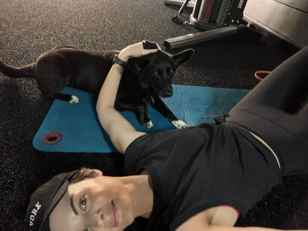 ジェイミー・アレクサンダーのインスタグラム：「A very cuddly distraction at the gym today 🥰 #fitby40 🏋🏻‍♀️」