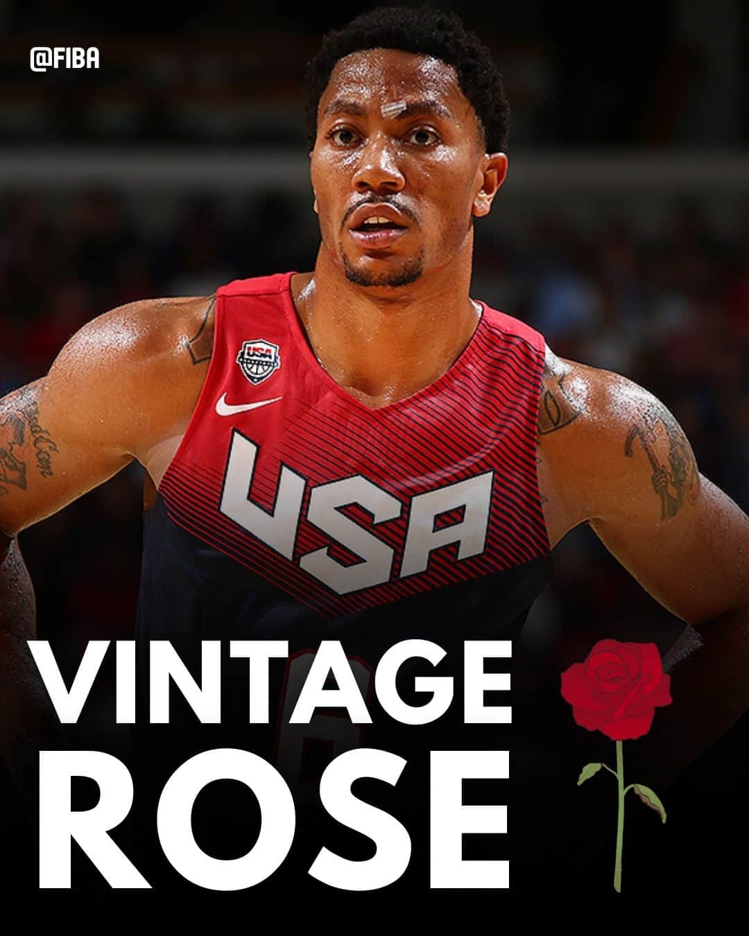のインスタグラム：「2x #FIBAWC 🏆 1x NBA MVP & Rookie of the Year 👑  Happy birthday to one of the most aesthetic players ever, Derrick Rose! 🎂」