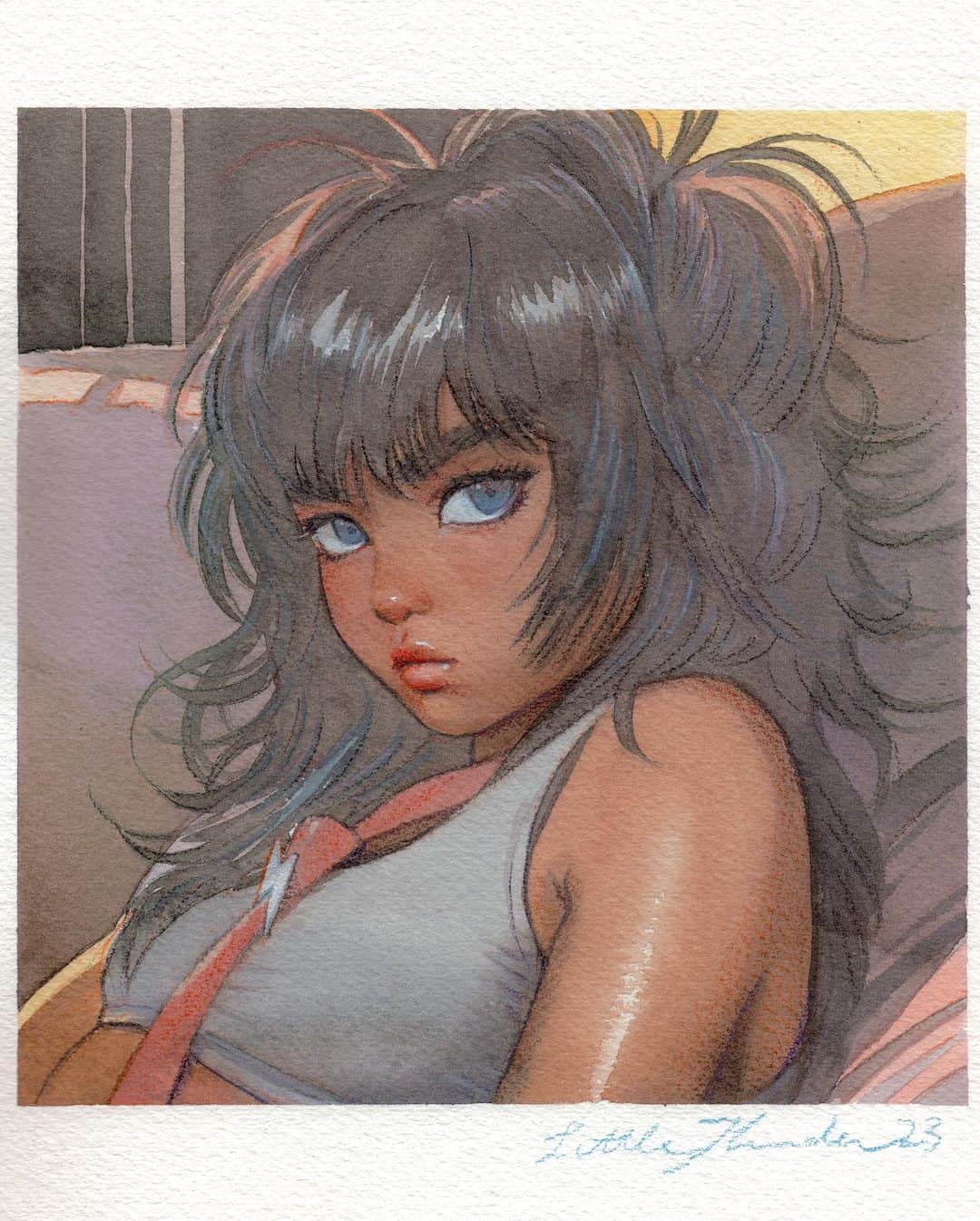 門小雷のインスタグラム：「After I finished this painting, I realized it looks a lot like someone 🤎」