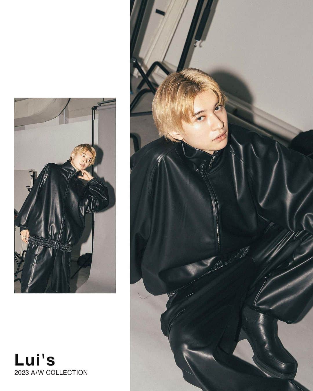 のインスタグラム：「23AW BLACK CODE  ⬜︎ faux leather stand blouson ¥26,400  ⬜︎ Cardboard sweatshirt full zip hoodie ¥13,200  ⬜︎ long trench coat ¥42,900  #セットアップコーデ #セットアップ男子 #秋服コーデ #秋服メンズ」