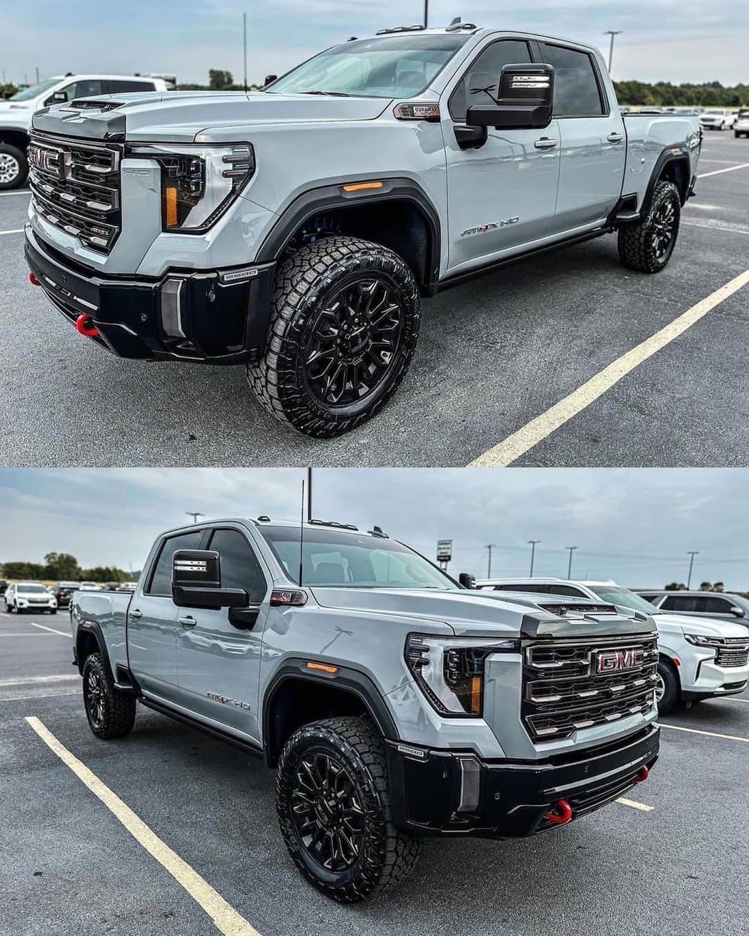 Truck Hubのインスタグラム：「😮‍💨😮‍💨 2024 GMC Sierra AT4X HD in the Thunderstorm Gray spotted at @georgekellmotors  - #diesel #gmc #chevy #truck #trucking #pickup」