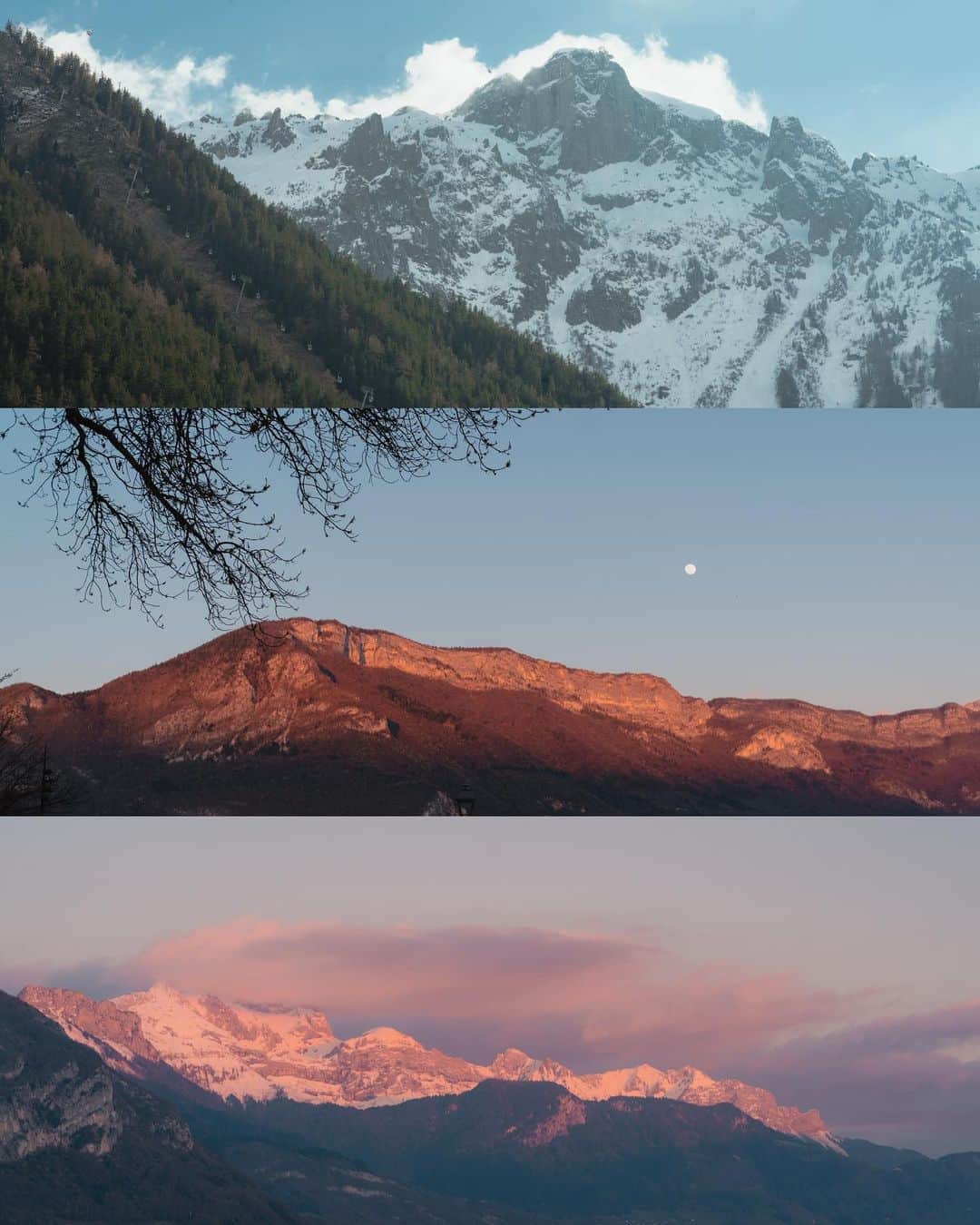 Putri Anindyaのインスタグラム：「french alps / pastels   I kinda want to have these printed and I would put a framing on my wall. It was a surreal feeling to finally see these in person. Since I was a kid, when I heard about the word Alps, my mind always refer to France. For those who probably don’t know, The Alps 🏔 are the highest and most extensive mountain range system that lie in south-central Europe. The mountain range stretches approximately 1200 kilometers in a crescent 🌙 shape across eight Alpine countries: France, Switzerland, Monaco, Italy, Liechtenstein, Austria, Germany, and Slovenia. So yep, to see these last spring was pretty spectacular.   #frenchalps #frenchalps🇫🇷 #alps #france #europe」