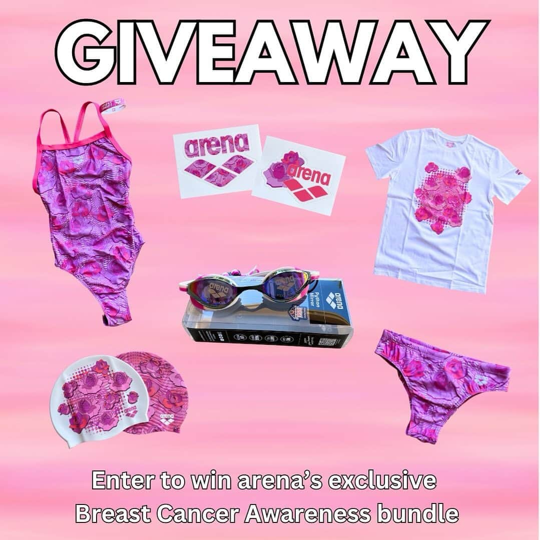 arenausaのインスタグラム：「***CONTEST CLOSED***  To support a good cause we partnered with arena to giveaway their Breast Cancer Awareness bundle💧Two lucky winners will receive one limited edition arena Breast Cancer Awareness training suit, one exclusive t-shirt, a brand new pair of pink arena python goggles, two arena Breast Cancer caps, one of a kind arena stickers, and a $25 SwimOutlet e-gift card🔥Every Breast Cancer Awareness suit comes with a bracelet in partnership to support the Keep a Breast Foundation.   Here’s how to enter:  💞Follow @swimoutlet @arenausa  💞Like this post  💞Tag a friend in the comments (more comments = more entries)  💞Share this post to your story for an extra entry every day! 🥳  Two lucky winners will be announced on 10/6 via our stories end of day 🎉 Good Luck! 💗  **Contest is not sponsored by Instagram and is void where prohibited. Contest winner will be announce on this page only and must be at least 13yrs of age, any other page contacting on behalf of SwimOutlet should be blocked and noted as spam. Contest is open to US residents only**」