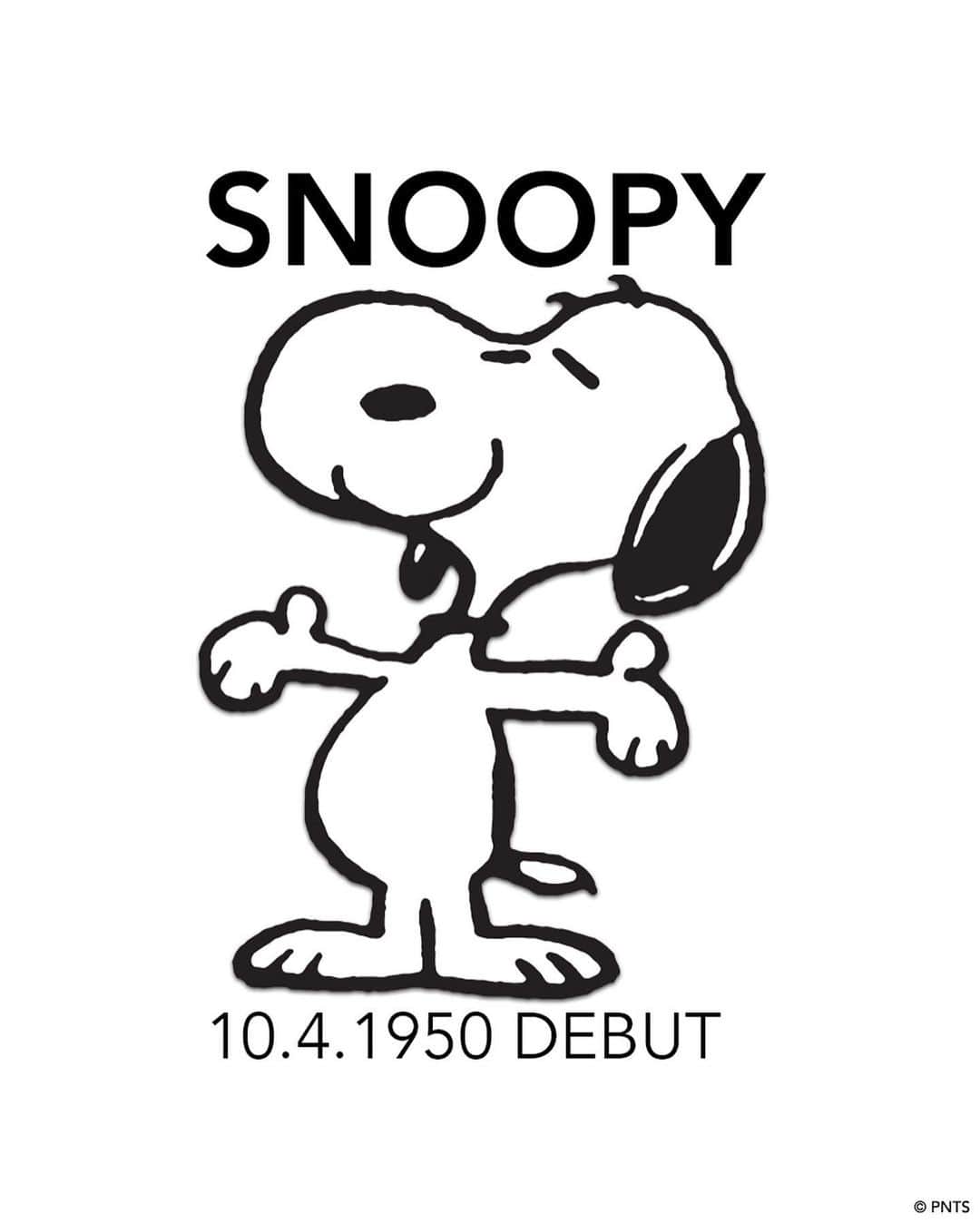 スヌーピーのインスタグラム：「🐾 It's #SnoopyDay! Snoopy, the World-Famous Beagle, first appeared in Peanuts 73 years ago today, on October 4, 1950—just two days after the very first Peanuts comic strip. ⁠ ⁠⁠ Snoopy began life on the comic strip page as a cute, cuddly puppy, prancing through the neighborhood. It would be several more years of drawing a daily comic strip before Schulz began to loosen up the rigidity of Snoopy’s body, smoothing out the angles and adding a few curves to better suit his round-headed human counterparts.⁠ ⁠ Only when Snoopy revealed his vivid imagination did Peanuts take the comic world by storm. A book-loving writer, fine art collector, and root beer connoisseur, Snoopy is anything but ordinary. Whether battling the Red Baron as the WWI Flying Ace or playing it cool as Joe Cool, Snoopy's adventures are endless. Yet, his ultimate joy lies in a simple nap on his doghouse, followed by a delicious meal from the Round-Headed Kid.⁠ ⁠ "Snoopy represents the dream of a lot of people who would like to be a club champion or to be a world-famous flying ace. But there's another quality about Snoopy that I think makes the whole thing work. This is a quality of innocence combined with a little bit of egotism. You put those two qualities together, and I think you have trouble, especially with Snoopy." —Charles M. Schulz」