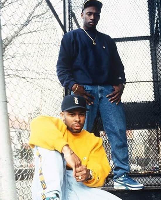 クロスカラーズのインスタグラム：「Cross Colours 🤝🏾 Hip-Hop @therealclsmooth @realpeterock   Peep the vintage unreleased denim👀  #CrossColours #PeteRock #CLSmooth #HipHop50 #hiphopculture #90shiphop #90sfashion #50yearsofhiphop」