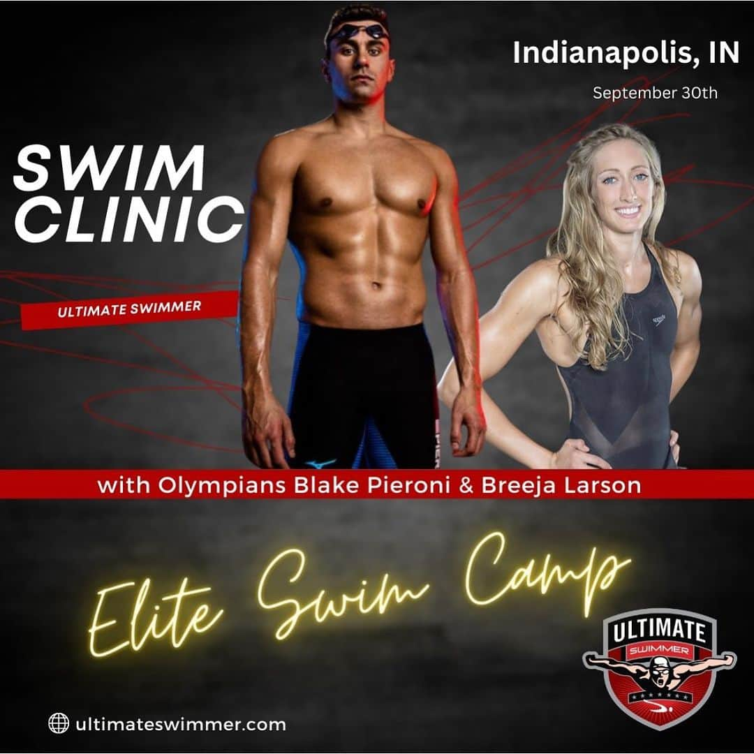 ブリージャ・ラーソンのインスタグラム：「What a blast! Thanks Indiana for having @blakepieroni and I for this swim clinic to work with the young athletes. It’s so great to travel and see so much promising talent and their awesome work ethic! I’ll see you all soon!  #olympians #swimclinics」