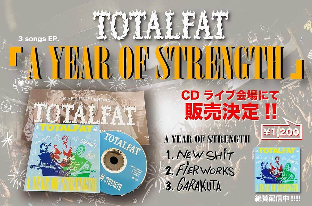 TOTALFATのインスタグラム：「10/1(日)より "A YEAR OF STRENGTH" のCDを会場販売します！ ぜひチェックしてください！  ワンマンツアーよろしくお願いします！！」