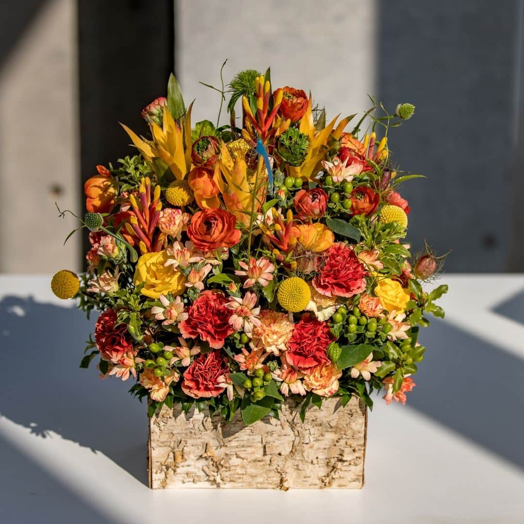 のインスタグラム：「Even though the Mid-Autumn Festival was yesterday, it still feels like summer in many places. ☀️🍁 Can you feel autumn where you live?  . . . . #nicolaibergmann #flowerdesign #floralart #ニコライバーグマン #フラワーデザイン #니콜라이버그만 #꽃다발 #цветочноеоформление #blumenkunst #artefloral #北欧デザイン #北欧インテリア」
