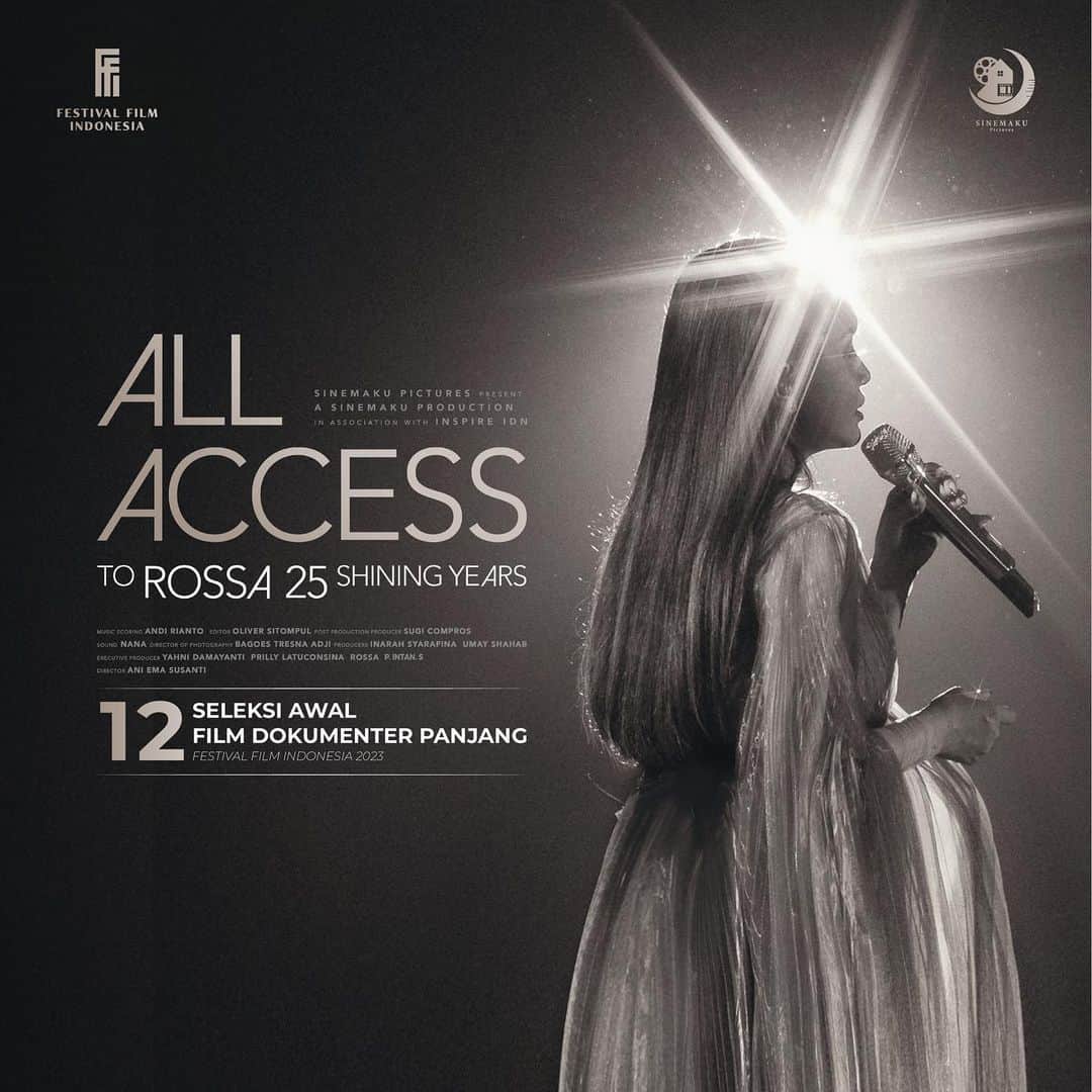 Prilly Latuconsinaのインスタグラム：「Sinemaku Pictures Presents in collaboration with Inspire IDN: All Access to Rossa 25 Shining Years telah memasuki 12 seleksi awal film dokumenter panjang pada ajang Festival Film Indonesia 2023  Terima kasih yang sebesar-besarnya kepada kalian yang sudah mendukung karya kita.  Dari awal kita berdua punya ide, dan langsung dikerjain sama tim Sinemaku & Inspire, kita gak pernah nyangka akhirnya akan terwujud. Ini cerita tentang hidup Rossa dan perjalanan karirnya Semoga bisa secepatnya ditonton sama kalian ya dan tak lupa juga kami sampaikan terima kasih kepada seluruh team @festivalfilmid yang bertugas.  #SinemakuPictures #AllAccessRossa」