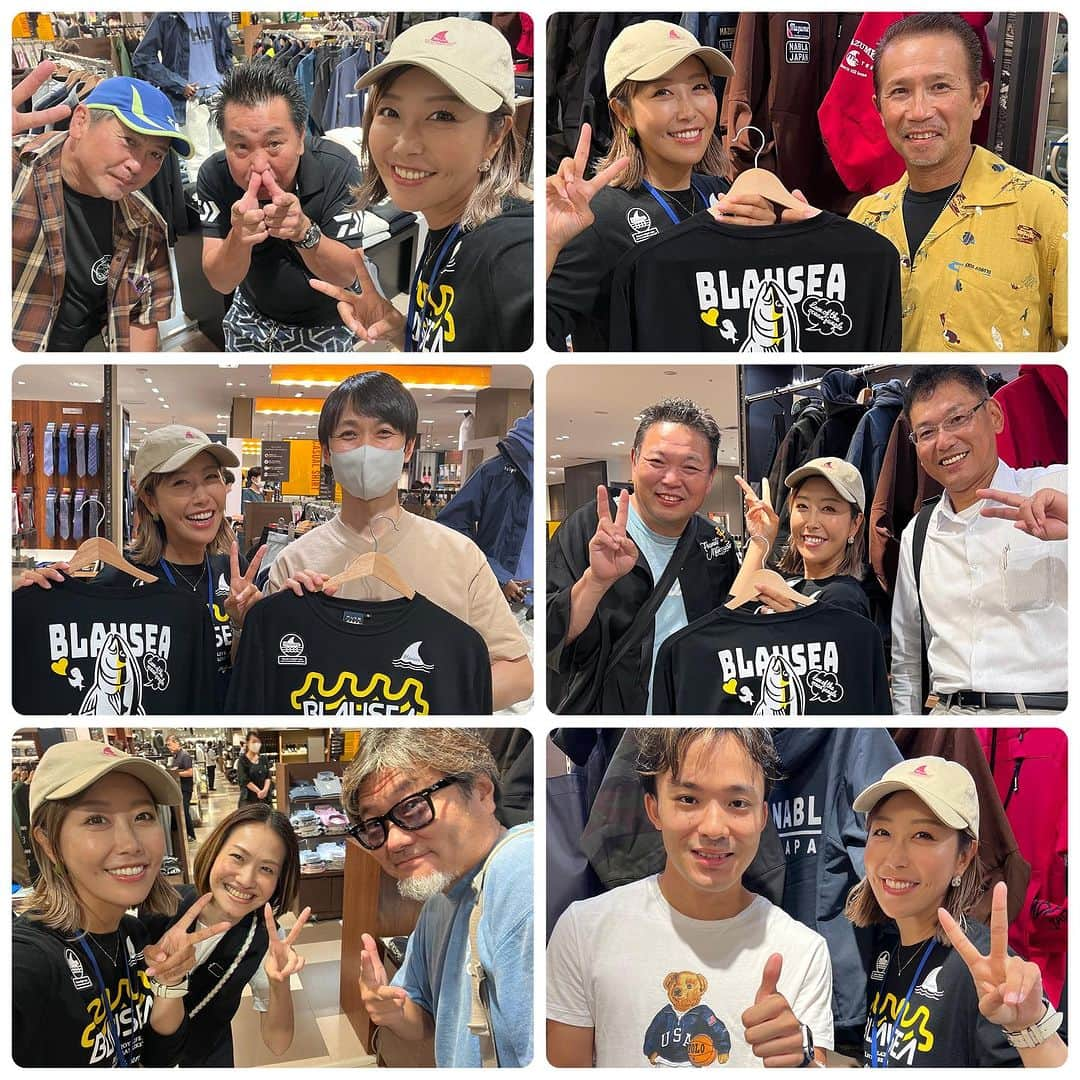 蒼井さやさんのインスタグラム写真 - (蒼井さやInstagram)「コスタリブレ主催POP UPイベントin大丸東京店 来店イベント1日目が無事終了いたしました！！ ご来店頂いた皆さま、ありがとうございました🤗✨️ BLAUSEA東京大丸初出店だったので、お客さん来てもらえるかめっちゃ心配だったけど、たくさんのお客様に来てもらえてお話もできて嬉しかったです🥹🥹🥹 そして、BLAUSEAの商品を手に取って下さりこの上ない幸せ♡ほんとにありがとうございました☺️✨️ ・ ・ ・ 今日は、岡まりちゃん @lovendor_okamari がゲスト販売員としてお店を盛り上げてくれてました😘 さて、明日は11:00~17:00までと今日とは時間が変動しますが来店イベント最終日も皆さまのお越しをお待ちしております😘 ちなみに、BLAUSEAのロンTはご好評につきSサイズが完売となりました💦 M.L.XLサイズはまだ在庫があるので是非この機会にGETして下さいね😘 3色揃ったキャップもご好評につき急遽再販しております！ こちらもお見逃しなく☺️✨️ 明日もおかまりちゃんと、そして鈴木斉さん  @suzukihitoshi_official もゲストとして一緒にお店を盛り上げまーす！！是非遊びに来てください😉✨️ ・ ・ ・ 【大丸東京店】 〒100-6701 東京都千代田区丸の内1-9-1 03-3212-8011  営業時間10:00~20:00 ・ ・ ・ 🛍 @blausea_877  ・ ・ ・ #BLAUSEA  #ブラウシー  #コスタリブレpopupstore  #東京大丸  #釣り  #釣り女子  #Fishing  #fishinglife  #fishinggirl  #Fishinggear」9月30日 22時44分 - saya.aoi