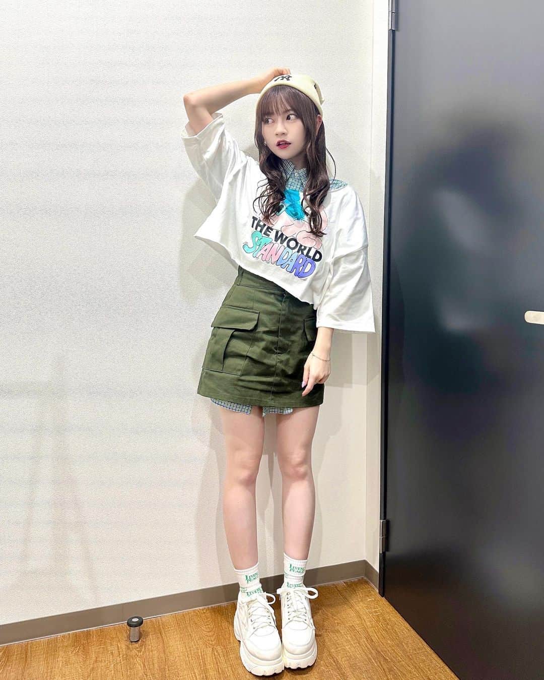 廣川奈々聖のインスタグラム：「福岡パルコで #SPINNS イベントでした🪄︎︎ ありがとう〜♡🐶🐾 ⁡ ⁡ 1部はツインテにちょうちょつけて 2部はニット帽にした ¨̮  ⁡ Tシャツはサイズ大きめだから 切りたいな〜と思ってちょきちょき切ってみたら それもまたかわいくなったよ🦭🫶🏻✂️ ⁡ ⁡ ⁡ なんか 地元でイベントできるのって ほんとに嬉しいんだなあって感じた今日だった！ ⁡ ずっと応援してくれてる皆に 早くまた逢いに来たいし、 ⁡ 遠くから一緒に来てくれた皆にも 心からありがとう^ > ̫ < ^ 嬉しいほんとうに！ ⁡ ⁡ ⁡ また会おうね！ ⁡ 10/15には渋谷で全員集合のイベントです！ 是非会いに来てね👶🏻🎀 ⁡ ⁡ ⁡ ⁡ ⁡  #スピンズ #spinns #福岡パルコ #コラボ  #wasuta」