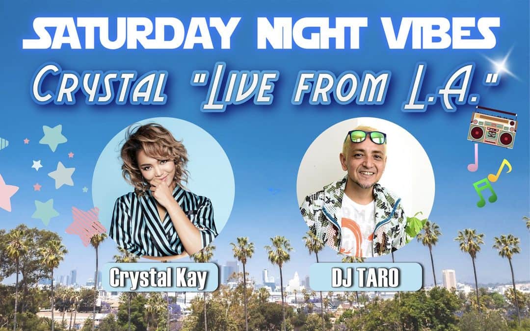 DJ TAROのインスタグラム：「今日深夜１時〜の J-WAVE SATURDAY NIGHT VIBESは LAにいるクリスタル・ケイさんと中継を結んでお送りする Crystal Live from L.A.！！ 皆さんからクリちゃんに聞きたい質問や、「アナタが背中を押して欲しいチャレンジ」などお待ちしてます！番組HPのMessageからぜひ送ってください！  クリスタルケイさんの登場は1:30amです〜  #snv813 #jwave #radiko」