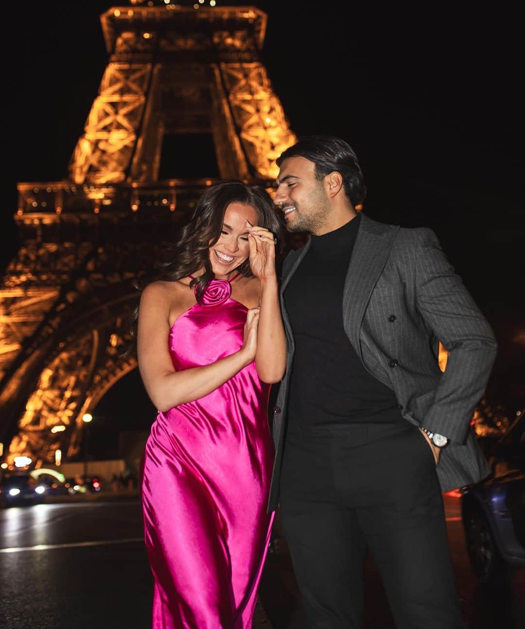 のインスタグラム：「This time next year we'll have stood up infront of our friends and family and promised to look after each other forever...   I can't wait to be your wife @ercan_ram... 💕✨   Paris 2023... what a trip 📸  Photo credit @natalieevans_photography  Hair @haroldcaseylondonhair  Makeup @lielle_mua」