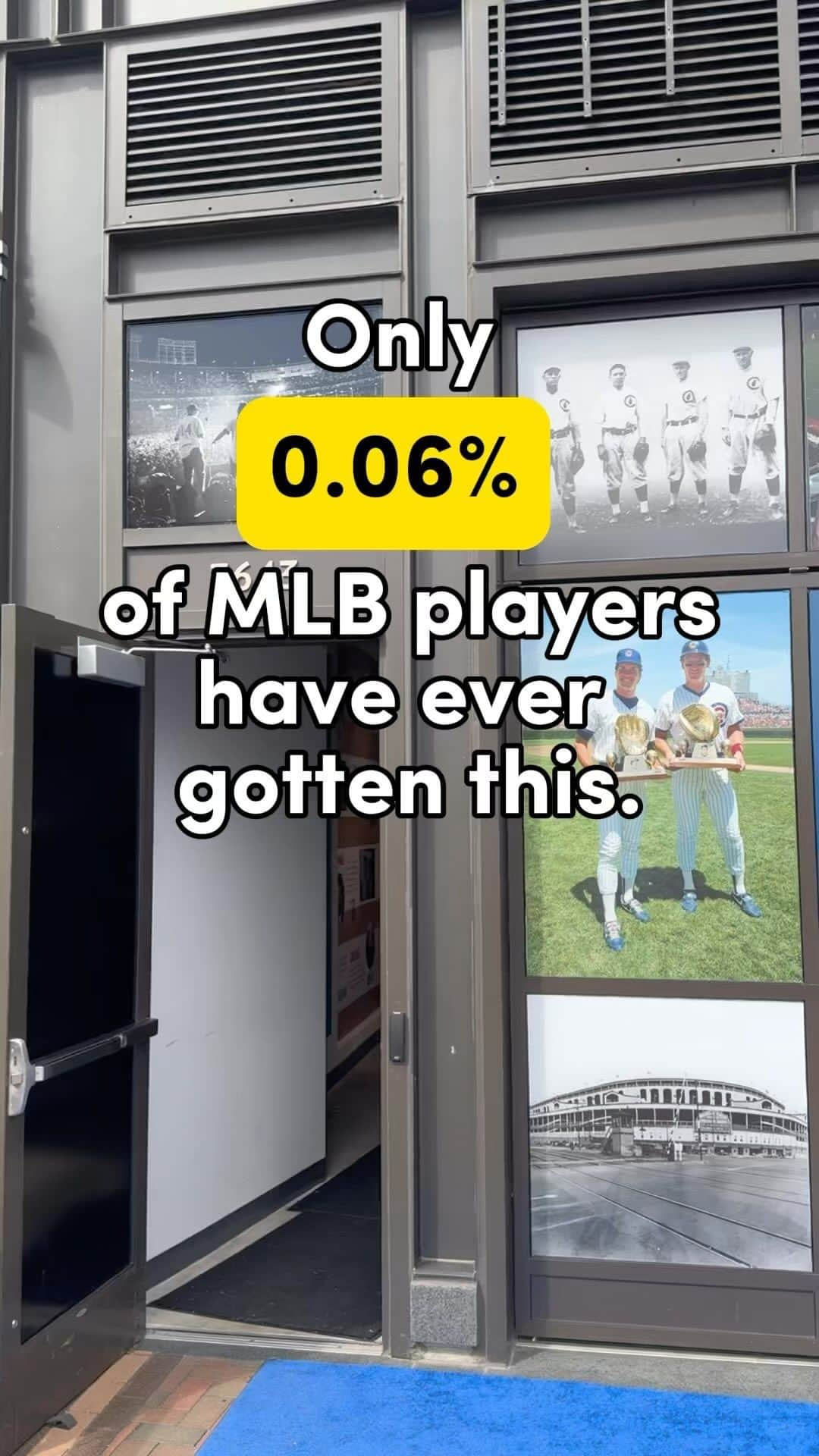 シカゴ・カブスのインスタグラム：「0.06%? 🤔  Let’s do the math: 20,365. 🤓  That’s the total number of baseball players the MLB has ever had. 🧐  Of that total amount ONLY 13 have ever been awarded the Presidential Medal of Freedom. 😮  That means only .06% of MLB players have ever been awarded the Presidential Medal of Freedom. 😯  Unsurprisingly, one of those 13 players is none other than Ernie Banks, Mr. “Let’s play two!” himself. 😎  I originally became a @cubs fan as a child in 1998, during the home run race. When that period passed, my fandom was sustained by learning about the great history the Cubs have, which includes contributions from baseball hall of famer Ernie Banks, a former Negro League star, who was the Cubs’ first Black player and the first Cub to have their jersey retired. He was also the first Black person to manage a game in the Majors when he did so in 1973. ✊🏾  I learned this, and many other fascinating Cubs baseball facts, at the ‘Chicago Cubs and Wrigley Field Archives Pop-Up Exhibit’ located at Wrigley Field. (@cubsarchives) 🐻   Who’s your favorite Cub of all-time? 🤔  🚨Be sure to @mrcrim3, @cubs and @cubsarchives   #Cubs #ErnieBanks #GoCubsGo #WrigleyField #Chicago #homerun #ballgame #history #president #ushistory #blackhistory #negroleagues #mlb #worldseries」