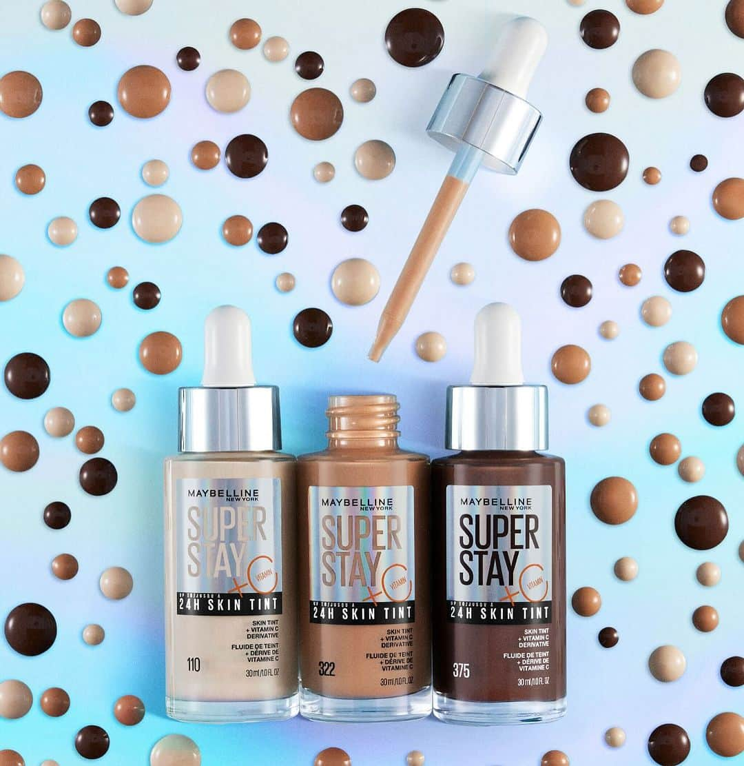 Maybelline New Yorkのインスタグラム：「🌟✨ Level up your glow game with our NEW Super Stay Skin Tint! 🌟✨ Get ready to slay all day with buildable coverage that's lighter than air, and it's got the stamina to last up to 24 hours! 😱💁‍♀️ Say goodbye to touch-ups and hello to AMAZING skin! ✨」