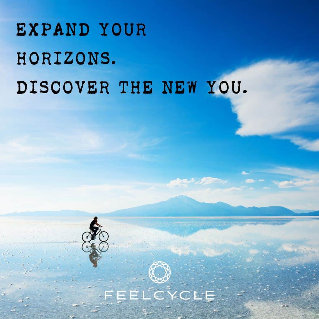 FEELCYCLE (フィールサイクル) のインスタグラム：「EXPAND YOUR HORIZONS. DISCOVER THE NEW YOU.  #45分で約800kcal消費 #滝汗 #ダイエット #デトックス #美肌 #脚痩せ #ストレス解消 #リラックス #集中 #マインドフルネス #feelcycle #フィールサイクル #feel #cycle #morebrilliant #itsstyle #notfitness #暗闇フィットネス #バイクエクササイズ #フィットネス #ジム #音楽とひとつになる #格言 #名言 #人生 #輝く #ポジティブ #quotes」