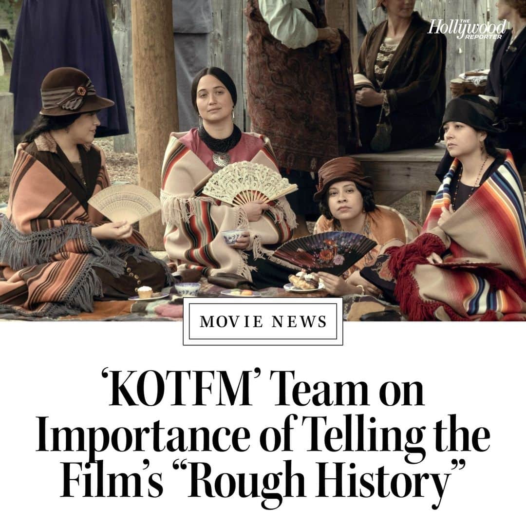 ハリウッド・リポーターのインスタグラム：「Novelist David Grann, whose best-selling book 'Killers of the Flower Moon: The Osage Murders and the Birth of the FB,' was used as a basis for the film #KillersoftheFlowerMoon, says #MartinScorsese, #LeondardoDicaprio and #LilyGladstone had a fierce dedication to work with the Osage Nation to get the story right on every level. ⁠ ⁠ Head to the link in bio for BTS details about the upcoming movie, and how the cast collaborated with members of Osage to bring the story to life.」