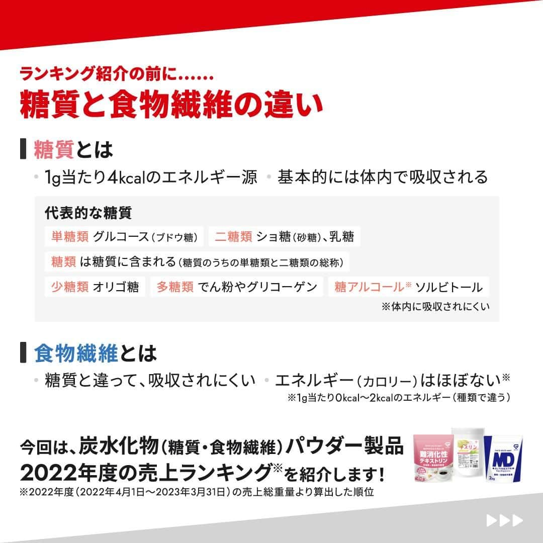 GronG(グロング)さんのインスタグラム写真 - (GronG(グロング)Instagram)「. 皆さんも日頃から摂取しているサプリメント教えてください🤩 普段お飲みのフレーバーや、あったら嬉しいサプリメント、実はこんな飲み方しています🥤など、なんでもOK！ コメントお待ちしております📝  【炭水化物パウダー　売上ランキング】  筋力アップを目的にトレーニングに励む方の中でも、たんぱく質（プロテインやアミノ酸）の摂取は当たり前だけど、炭水化物って意識して摂取していない！って方も多いのではないでしょうか？  炭水化物は糖質+食物繊維の合計ですが、それぞれ違った役割をする成分から成り立つ栄養素です。 糖質は、懸念されがちな栄養素ですがしっかりと筋肉をつけたい場合には重要です💪 また、タンパク質をたくさん摂る場合には、適度に食物繊維も摂取することをおすすめします！ それぞれの製品特徴も説明してますので、ぜひ目を通してみてください🙏  #GronG #グロング #プロテイン #プロテインおすすめ #プロテインおいしい #プロテイン初心者  #プロテイン摂取  #おすすめプロテイン #タンパク質 #たんぱく質 #タンパク質摂取 #タンパク質補給 #タンパク質大事 #サプリメント #サプリ #アミノ酸 #BCAA #EAA #フレーバー #人気 #ランキング #グロングフレーバーランキング #炭水化物 #糖質 #食物繊維 #マルトデキストリン #難消化性デキストリン #イヌリン」10月1日 12時00分 - grong.jp