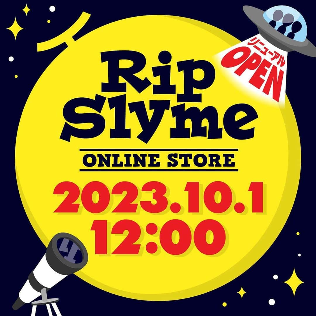 RIP SLYMEのインスタグラム：「🛍️ リニューアルオープン❗️  RIP SLYMEオンラインストアがリニューアルオープン🎉  ライブ会場限定アイテムや、再入荷アイテムを含む、全19品をラインナップ👀  プロフィールのリンクからアクセスできます！ ぜひチェックしてみてください😎  (しばらくは受注納品のため、発送までお時間いただきます)  #ripslyme #リップスライム #アーティストグッズ  #グッズ  #フェスコーデ  #ライブコーデ」