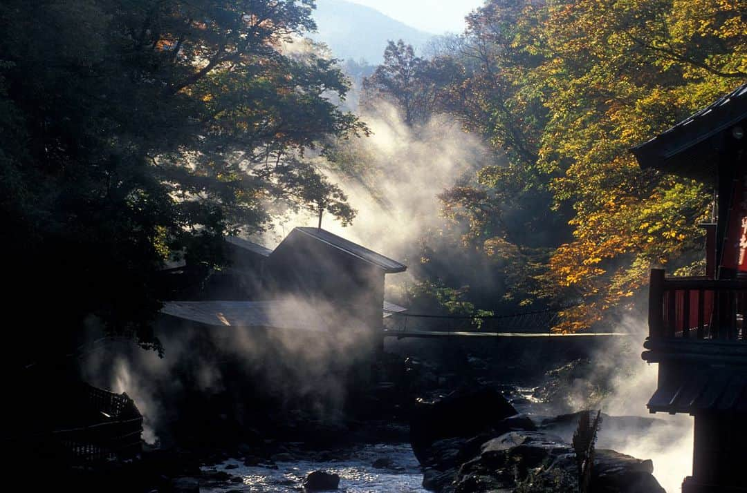 Michael Yamashitaさんのインスタグラム写真 - (Michael YamashitaInstagram)「A dreamy haze over Takaragawa hot springs envelops bathers contemplating the beauty of the autumn foliage. #onsen #japaneseonsen #takaragawa #takaragawaonsen #gumma」10月1日 22時36分 - yamashitaphoto