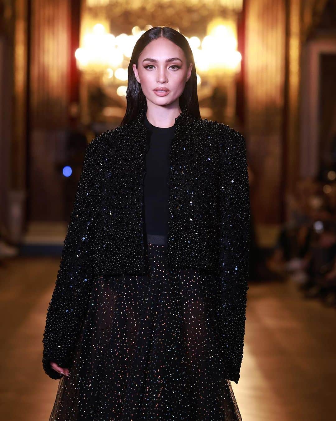 イリス・ミトゥネールのインスタグラム：「Breaking Boundaries: R’Bonney Stuns the Runway, Leading the Grand Finale for Michael Cinco at Paris Fashion Week! 🌟🇫🇷✨👑  #ParisFashionWeek #PFW #MichaelCinco #rbonneyinparis #paris」