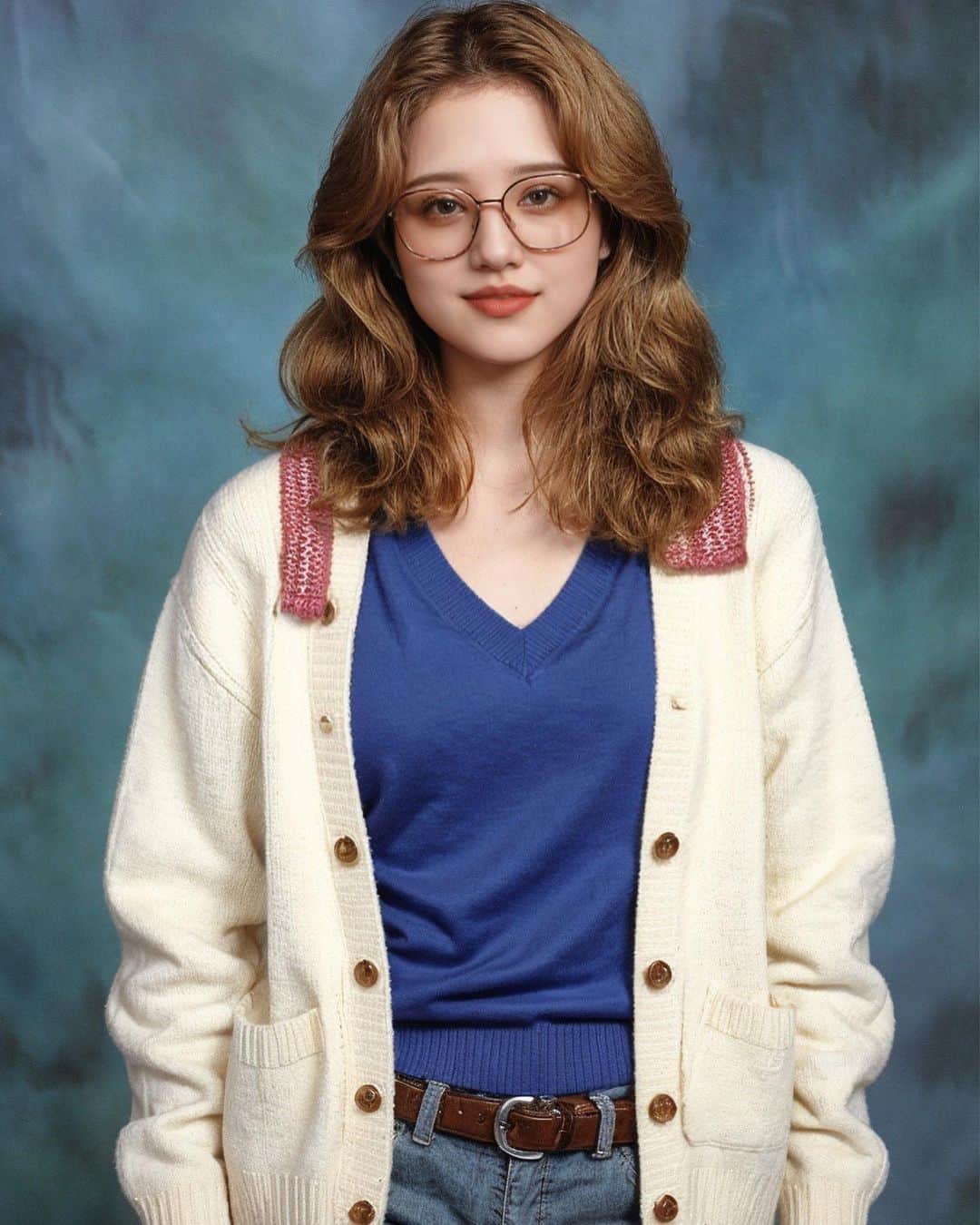 金光みり愛のインスタグラム：「Ai 90's Yearbookやってみた📚📓 たまに関係のないアメリカンガール混ざってて笑った😂  どれが似てる？😂  #aifilter#epik#aiyearbook#yearbook」