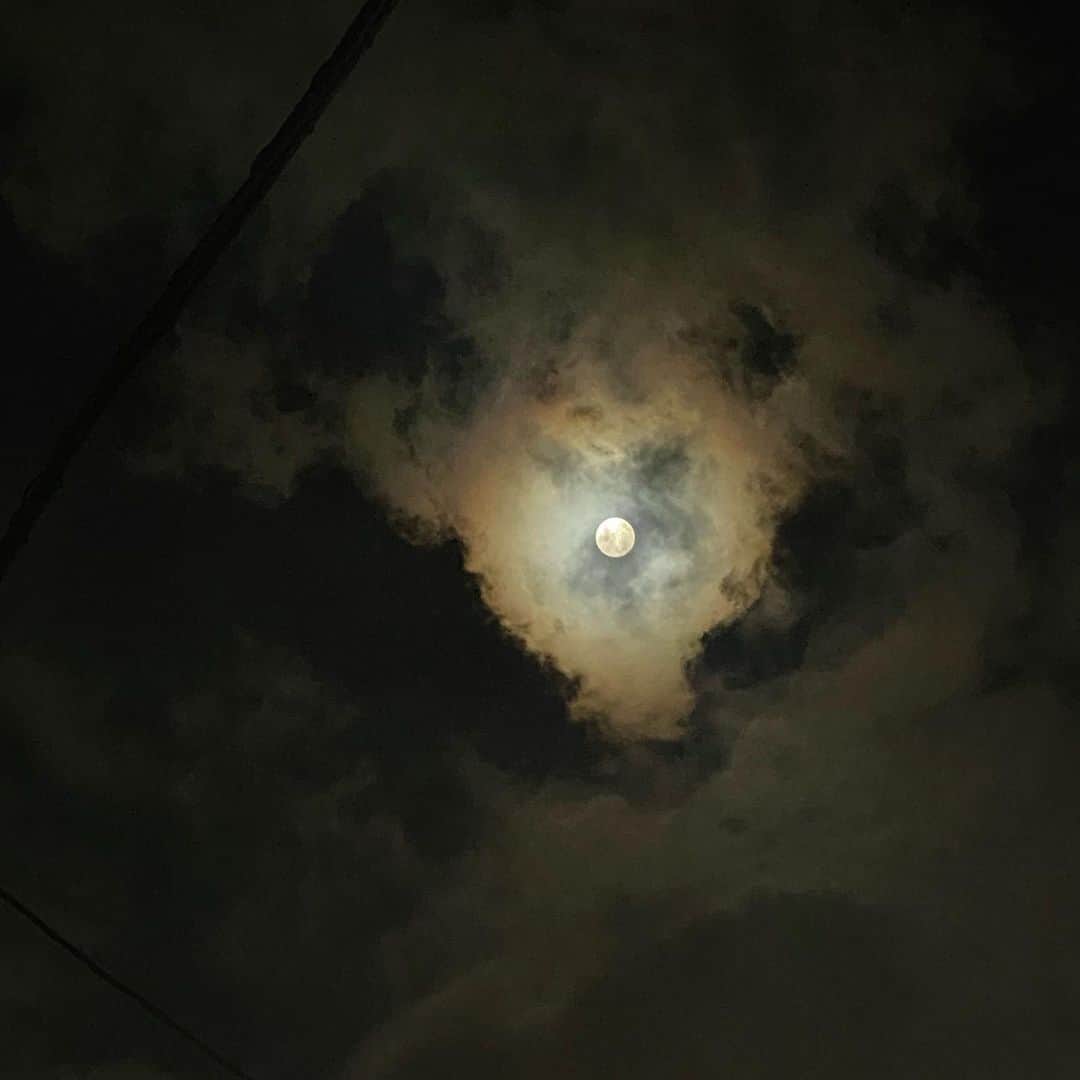 野田真実さんのインスタグラム写真 - (野田真実Instagram)「． ． ． この前の満月🌕 ． ． とても綺麗でしたね。 十五夜に満月、次は7年後だとか… ． 何度も空を見上げながら歩いて、 月を眺めてなんだかパワー貰った気分でした！ ． ． 月の周りに虹みたいなのもできてて、 (月暈っていうらしい) さらに神秘的で美しかった。 しかも、気のせいかもしれないけど虹がハート型に見えない?? ． なんかいい事が起きそうって思った秋の夜でした。 ． ．  #満月 #十五夜 #月 #月暈」10月1日 18時15分 - noda_mami_