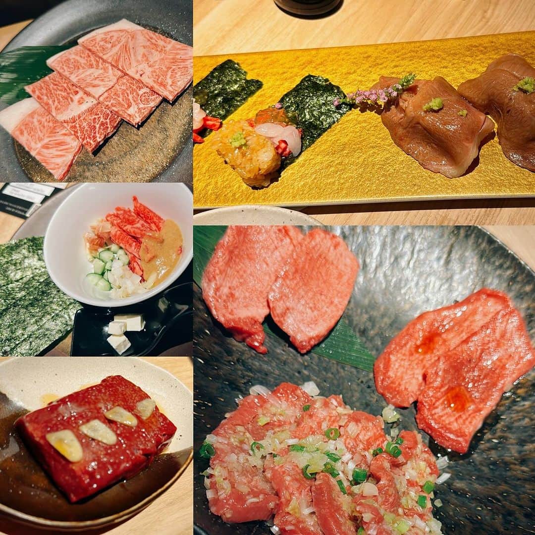 ゆみのインスタグラム：「西麻布　焼肉　うしのくら  #焼肉 #肉 #西麻布グルメ #食テロ #食テログラム   肉寿司とミスジ美味しかった🙊」