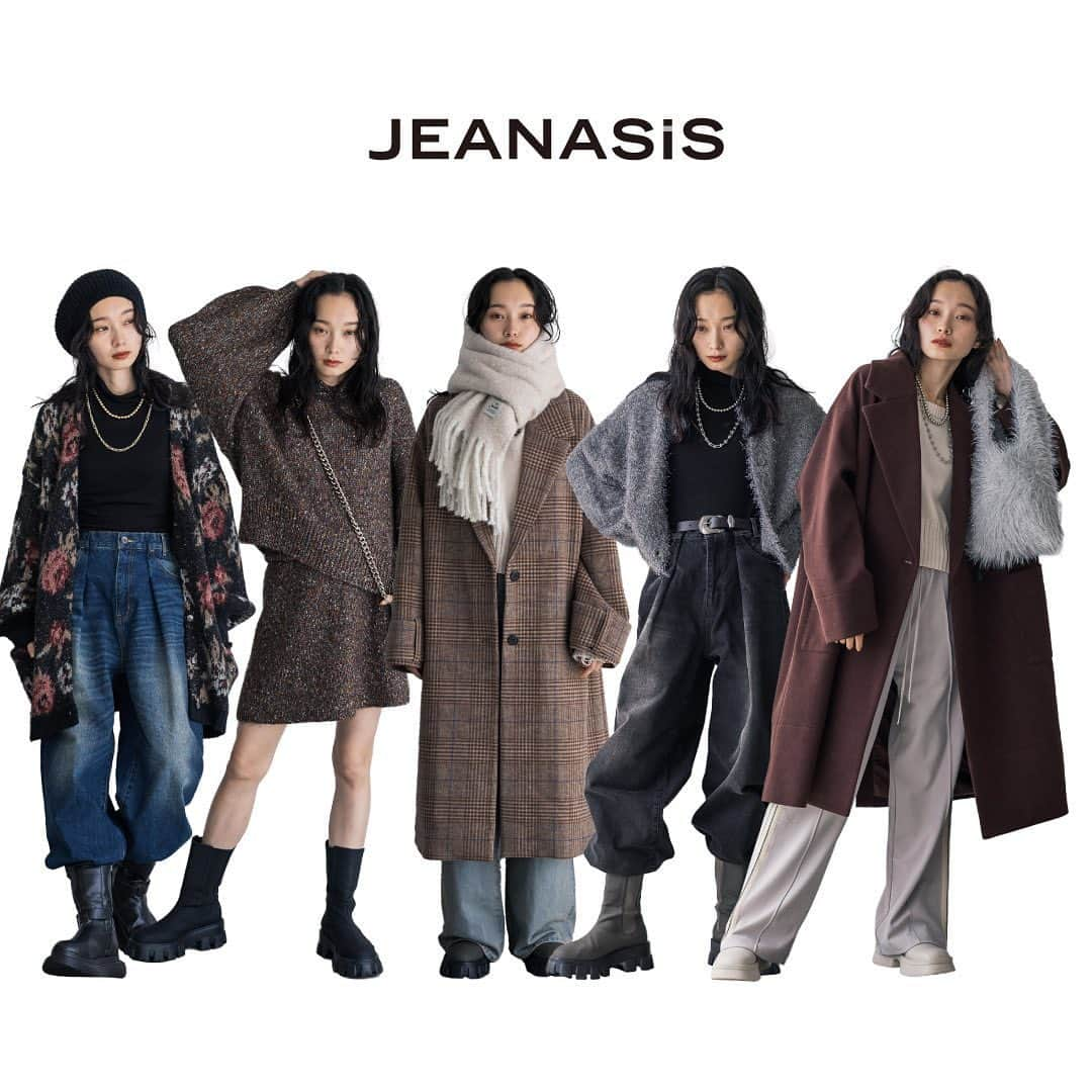 ジーナシスさんのインスタグラム写真 - (ジーナシスInstagram)「・ ◆JEANASIS RECOMMEND STYLE◆ ✔︎画面をタップしてチェック  _____________________________________________ 【紹介アイテム(右から順に)】  ▼コート▼WEB限定 #ウーリーテックBIGカラーコート_JS  ▼デニムパンツ▼ #タックデニムワイドパンツ_JS  ▼チェスターコート▼ #ウールチェスターロングコート_JS  ▼セットアップ▼ #MIXヤーンミニ2P_JS  ▼カーディガン▼ #5GフラワーラメフェザーVカーディガン_JS _____________________________________________  _____________________________________________ 商品詳細は製品タグ or TOPページURLよりチェック ▷▷▷ @jeanasis_official  『#ジーナスタッフスタイリング』をフォロー🤝 ▷▷▷全国のスタッフによるスタイリングを毎日更新中！ _____________________________________________  #JEANASIS #ジーナシス #ジーナシスト #ootd #fashion #tokyo #2023AW #大人カジュアル #大人シンプル #カーディガン #カーディガンコーデ #ロングコート #チェスターコート  #コートコーデ  #アウターコーデ  #デニム #デニムパンツ  #デニムパンツコーデ  #ニット #ニットコーデ #ニットアップ  #ブーツ #ブーツコーデ #厚底ブーツ」10月1日 20時21分 - jeanasis_official