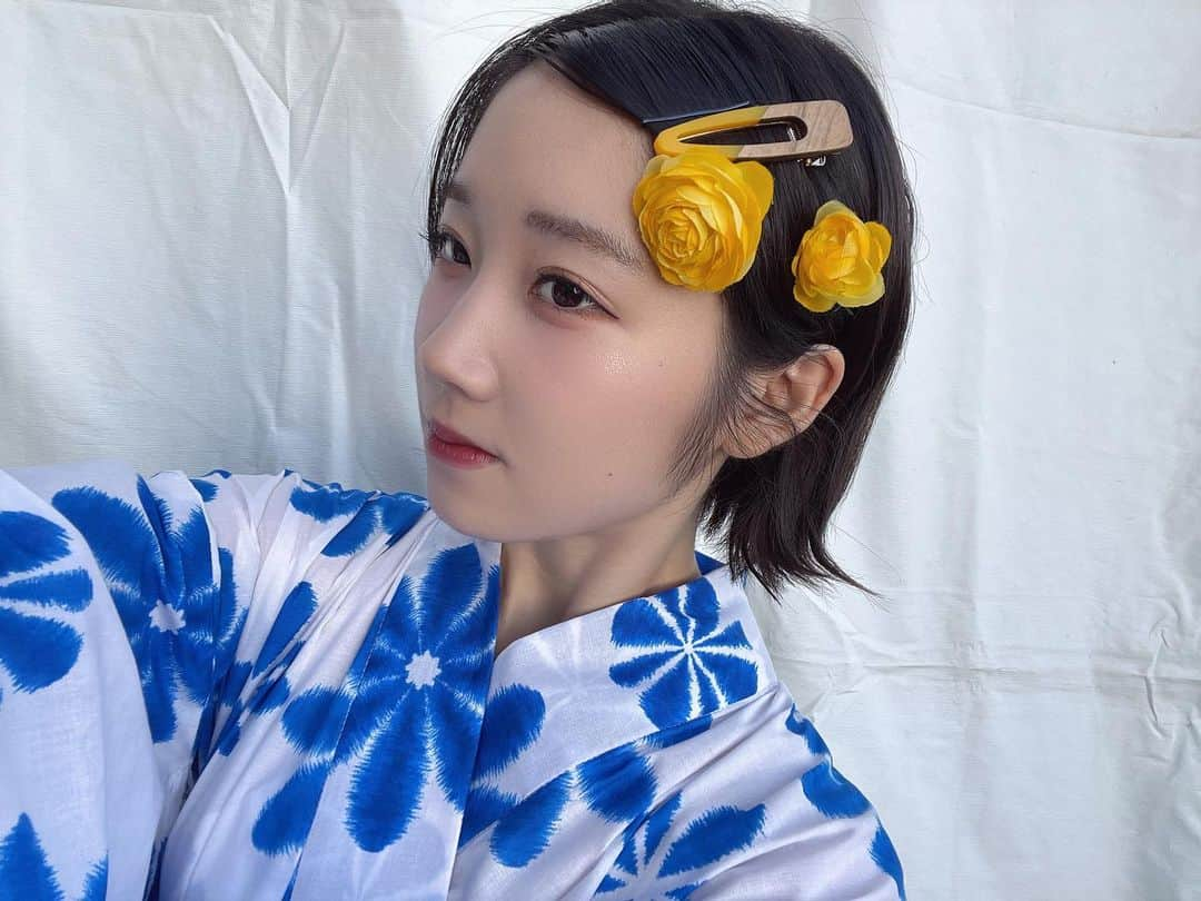 甲斐心愛のインスタグラム：「来年の夏も一緒に過ごそーね   #浴衣 #夏 #STU48 #アイドル #ショートヘア」